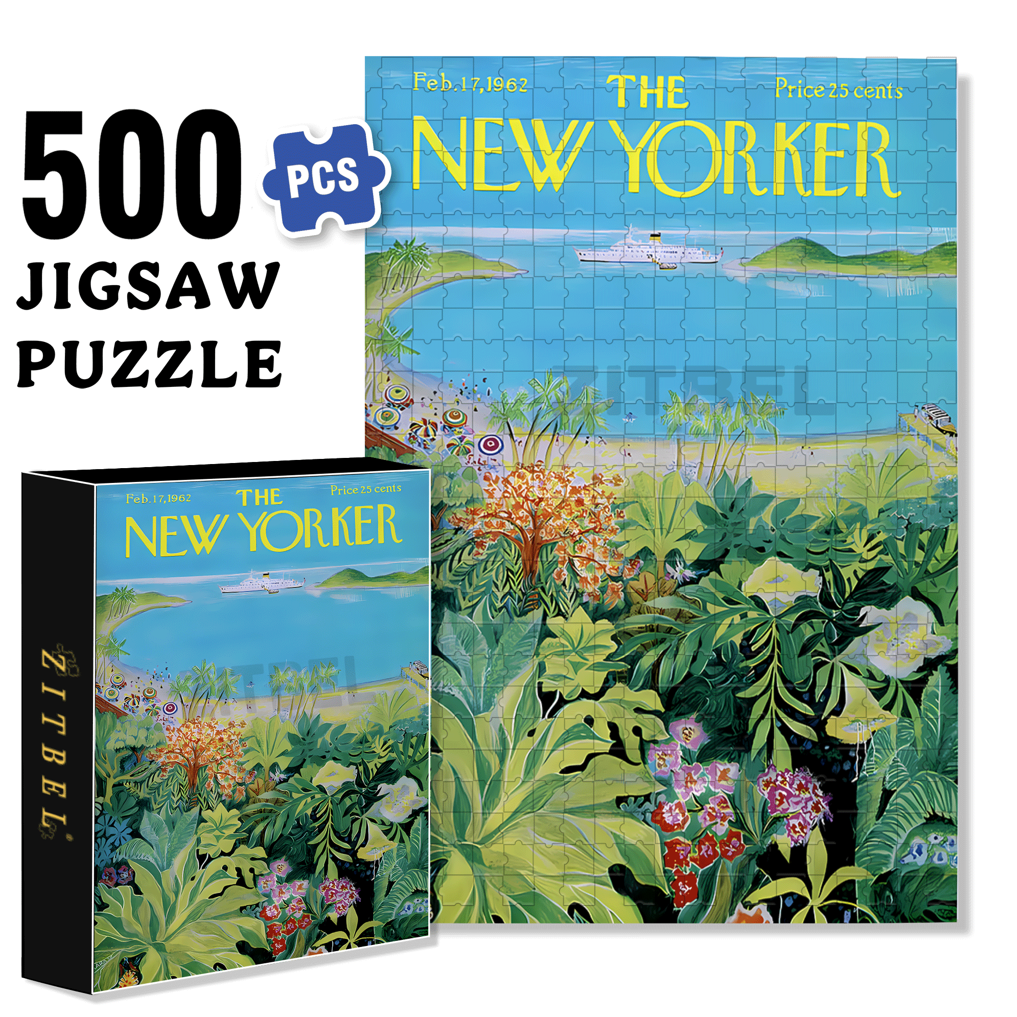 Tropical Plants 2 500pcs/1000pcs Jigsaw Puzzle, Scratch-Resistant, Interactive Family Game & Brain-Boosting DIY Decor, Perfect for Halloween, Christmas & New Year Gifts, Family Puzzle Game