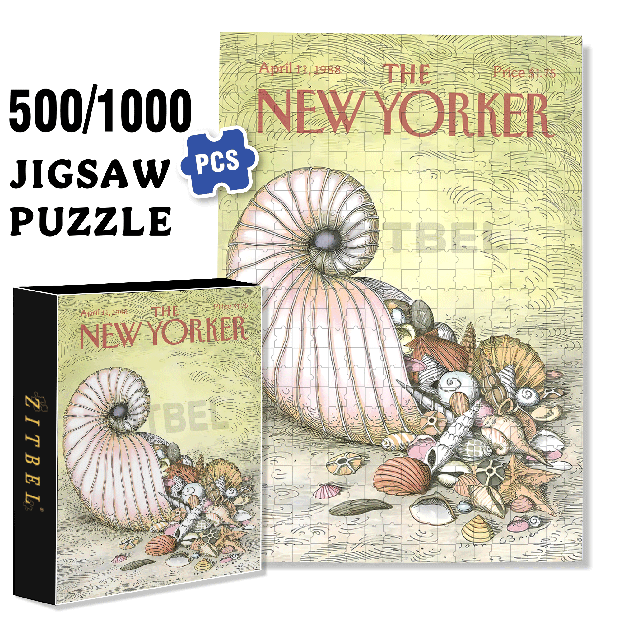 Various Sea Snails 500pcs/1000pcs Jigsaw Puzzle, Scratch-Resistant, Interactive Family Game & Brain-Boosting DIY Decor, Perfect for Halloween, Christmas & New Year Gifts, Family Puzzle Game