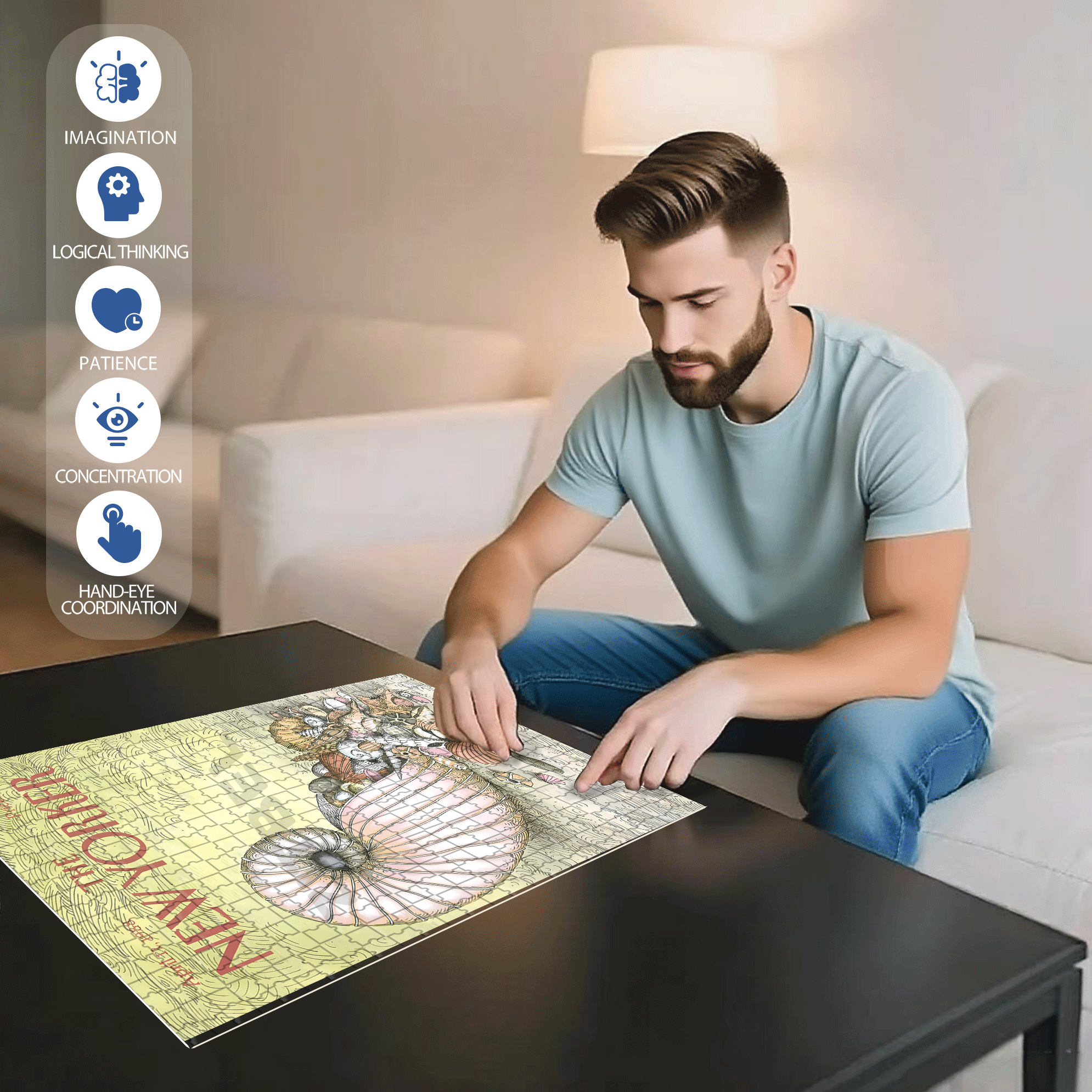 Various Sea Snails 500pcs/1000pcs Jigsaw Puzzle, Scratch-Resistant, Interactive Family Game & Brain-Boosting DIY Decor, Perfect for Halloween, Christmas & New Year Gifts, Family Puzzle Game