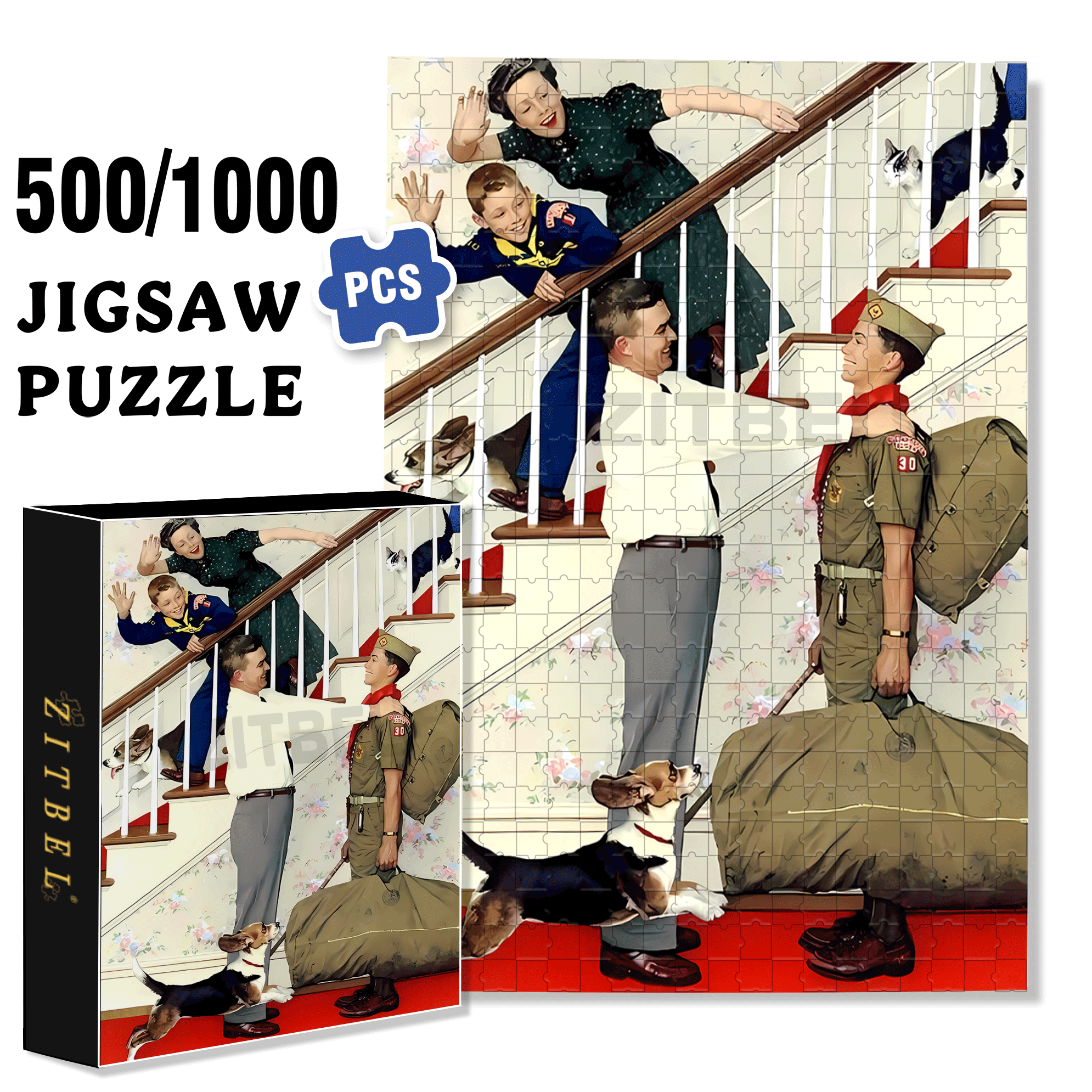 A Day Of Anticipation 500pcs/1000pcs Jigsaw Puzzle, Scratch-Resistant, Interactive Family Game & Brain-Boosting DIY Decor, Perfect for Halloween, Christmas & New Year Gifts, Family Puzzle Game