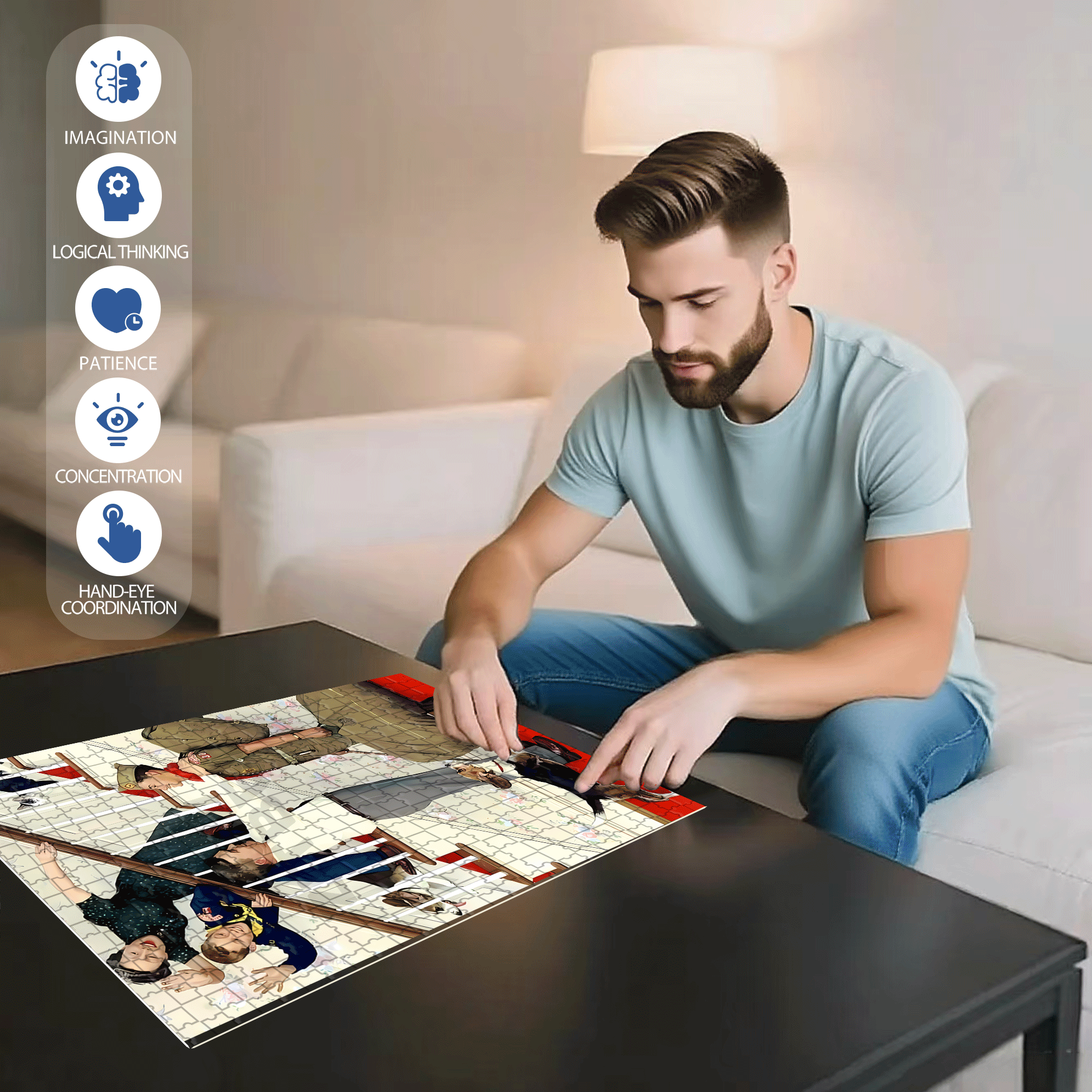 A Day Of Anticipation 500pcs/1000pcs Jigsaw Puzzle, Scratch-Resistant, Interactive Family Game & Brain-Boosting DIY Decor, Perfect for Halloween, Christmas & New Year Gifts, Family Puzzle Game