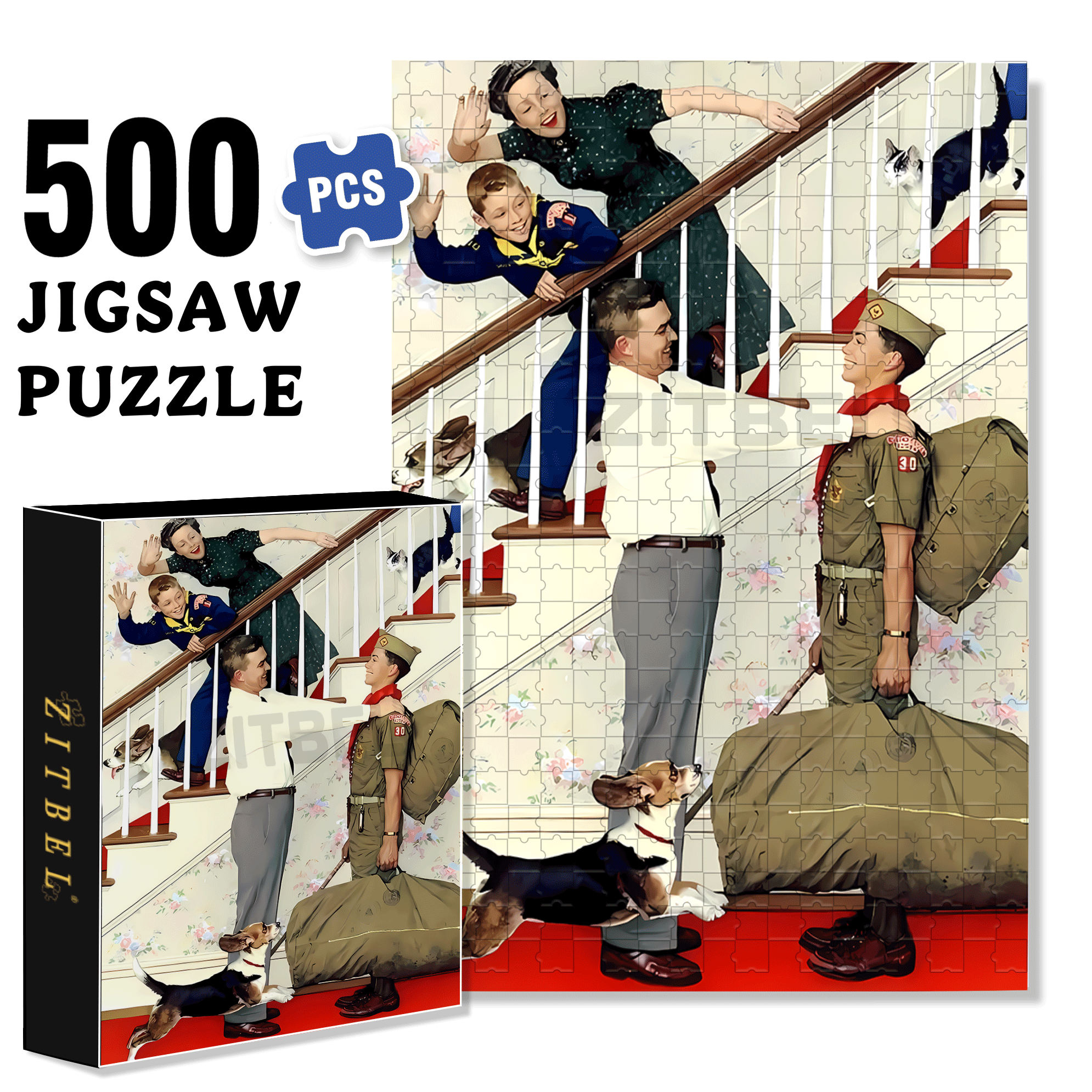 A Day Of Anticipation 500pcs/1000pcs Jigsaw Puzzle, Scratch-Resistant, Interactive Family Game & Brain-Boosting DIY Decor, Perfect for Halloween, Christmas & New Year Gifts, Family Puzzle Game