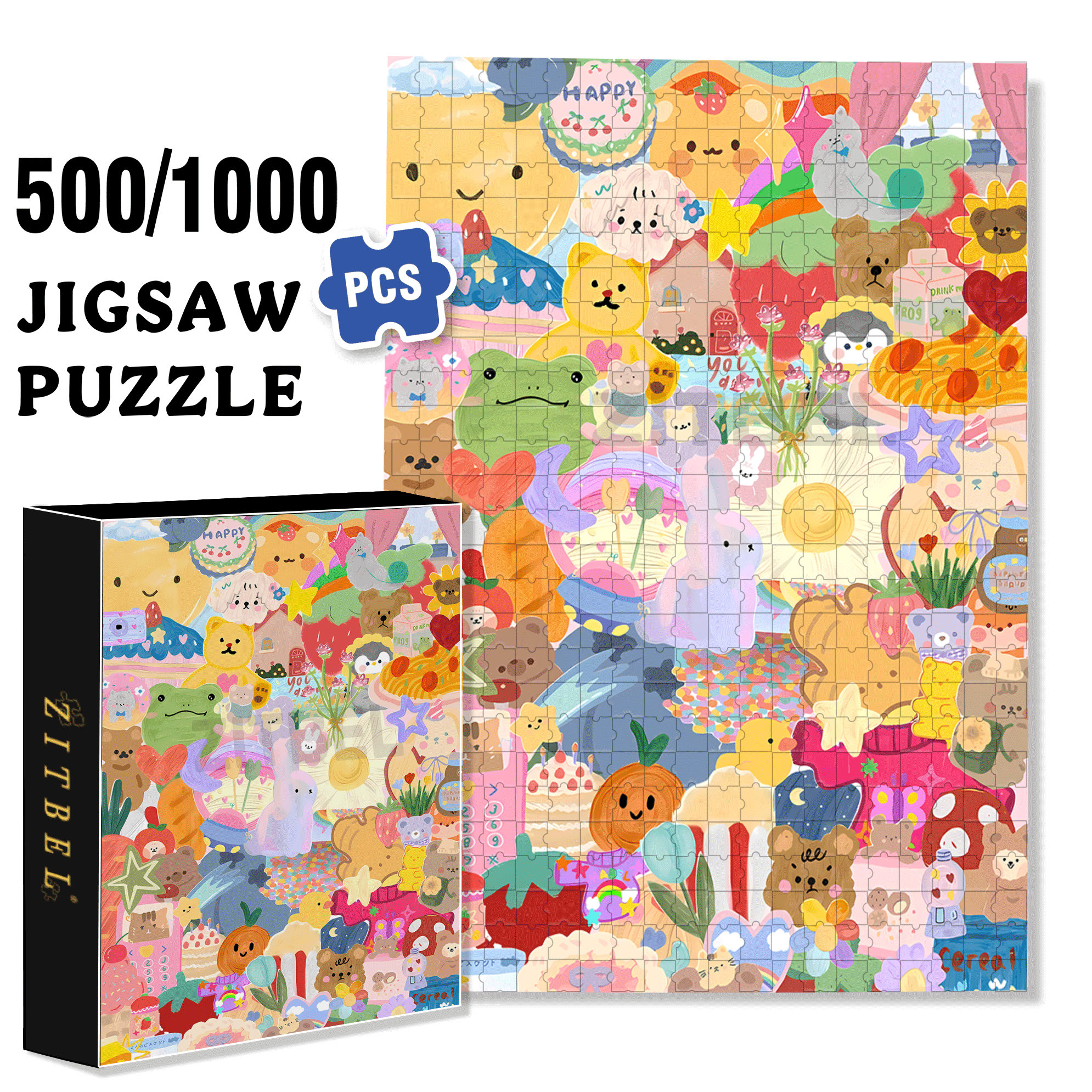 Cottage Core Collage 2 500pcs/1000pcs Jigsaw Puzzle, Scratch-Resistant, Interactive Family Game & Brain-Boosting DIY Decor, Perfect for Halloween, Christmas & New Year Gifts, Family Puzzle Game