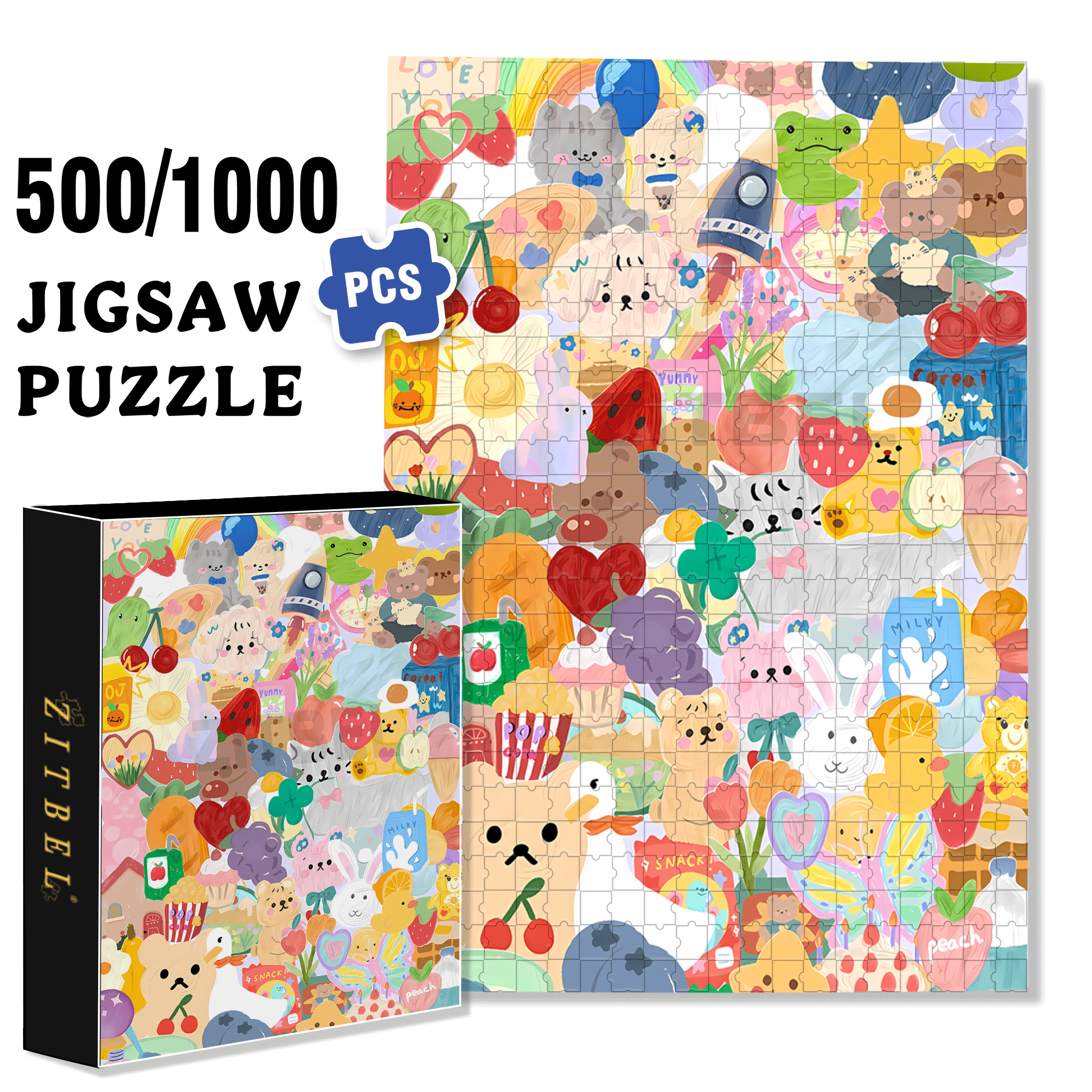 Cottage Core Collage 500pcs/1000pcs Jigsaw Puzzle, Scratch-Resistant, Interactive Family Game & Brain-Boosting DIY Decor, Perfect for Halloween, Christmas & New Year Gifts, Family Puzzle Game