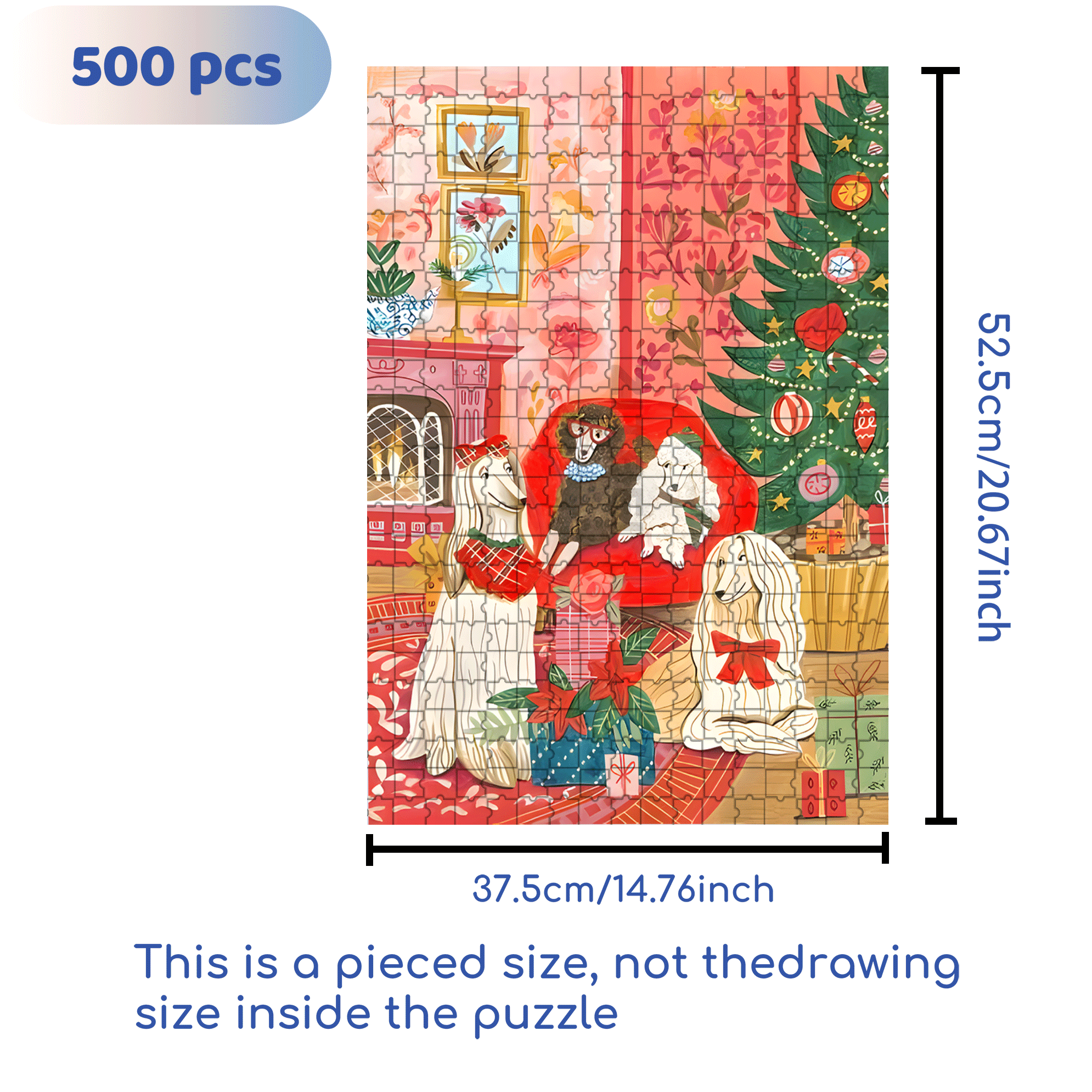 Dogs in Cosy Living Room 500pcs/1000pcs Jigsaw Puzzle, Scratch-Resistant, Interactive Family Game & Brain-Boosting DIY Decor, Perfect for Halloween, Christmas & New Year Gifts, Family Puzzle Game