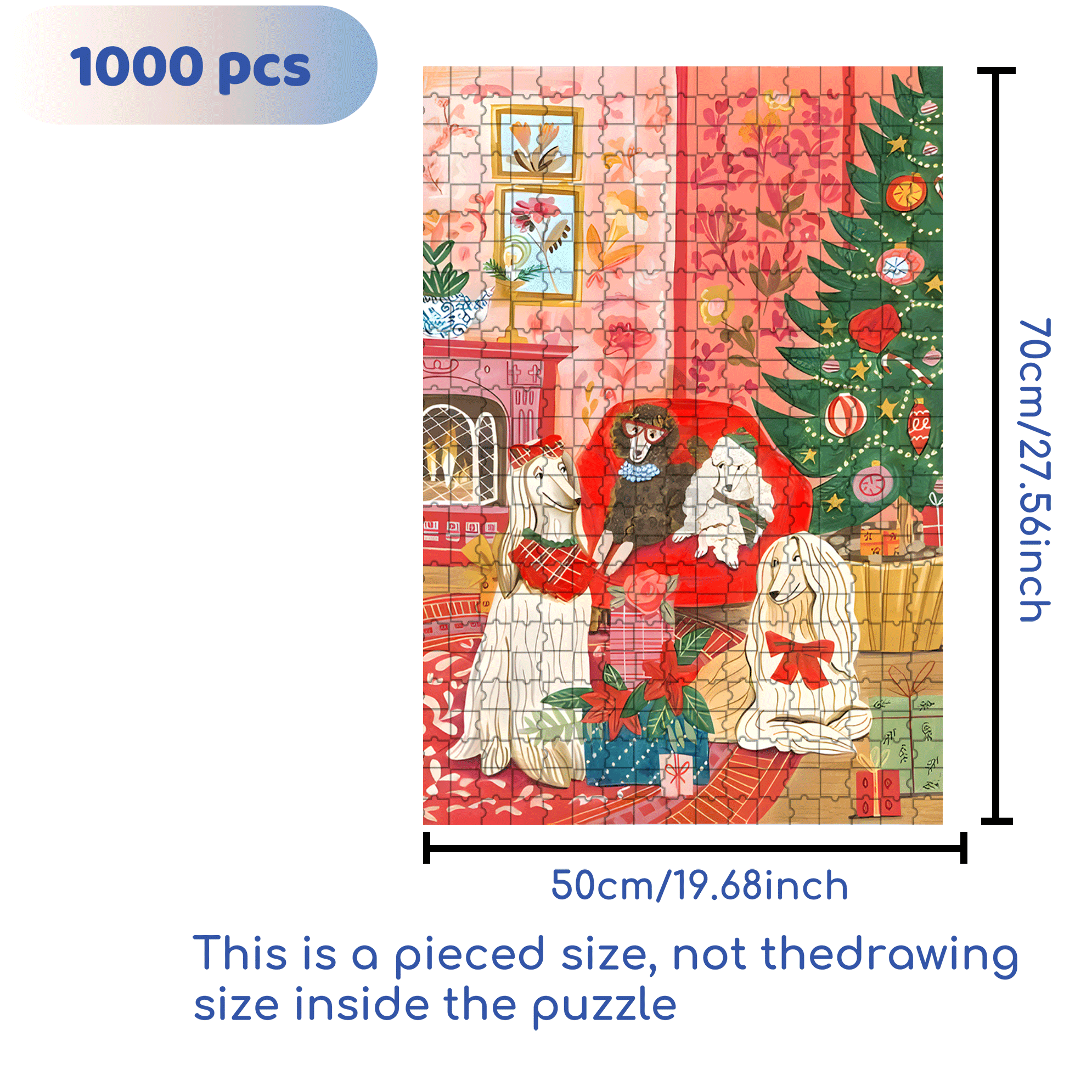 Dogs in Cosy Living Room 500pcs/1000pcs Jigsaw Puzzle, Scratch-Resistant, Interactive Family Game & Brain-Boosting DIY Decor, Perfect for Halloween, Christmas & New Year Gifts, Family Puzzle Game