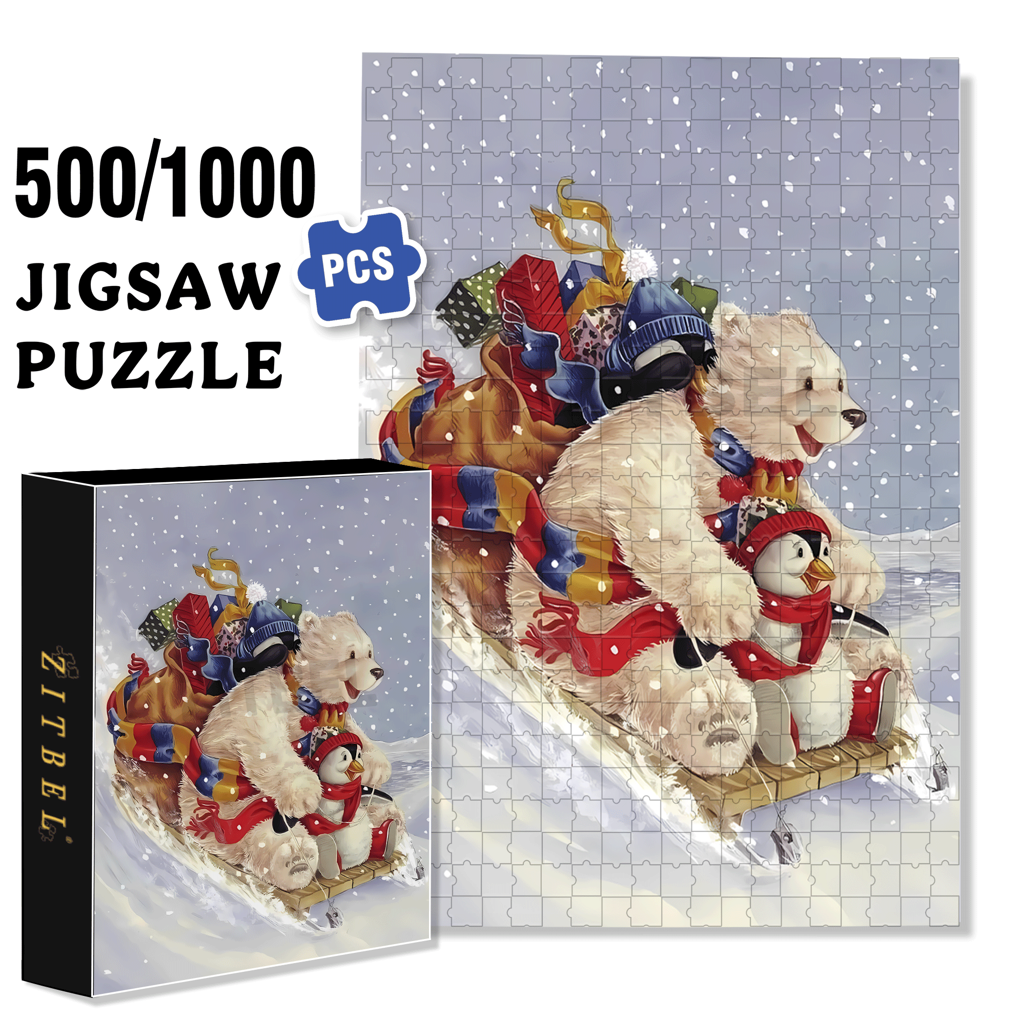 Extreme Speed ??Sled 500pcs/1000pcs Jigsaw Puzzle, Scratch-Resistant, Interactive Family Game & Brain-Boosting DIY Decor, Perfect for Halloween, Christmas & New Year Gifts, Family Puzzle Game