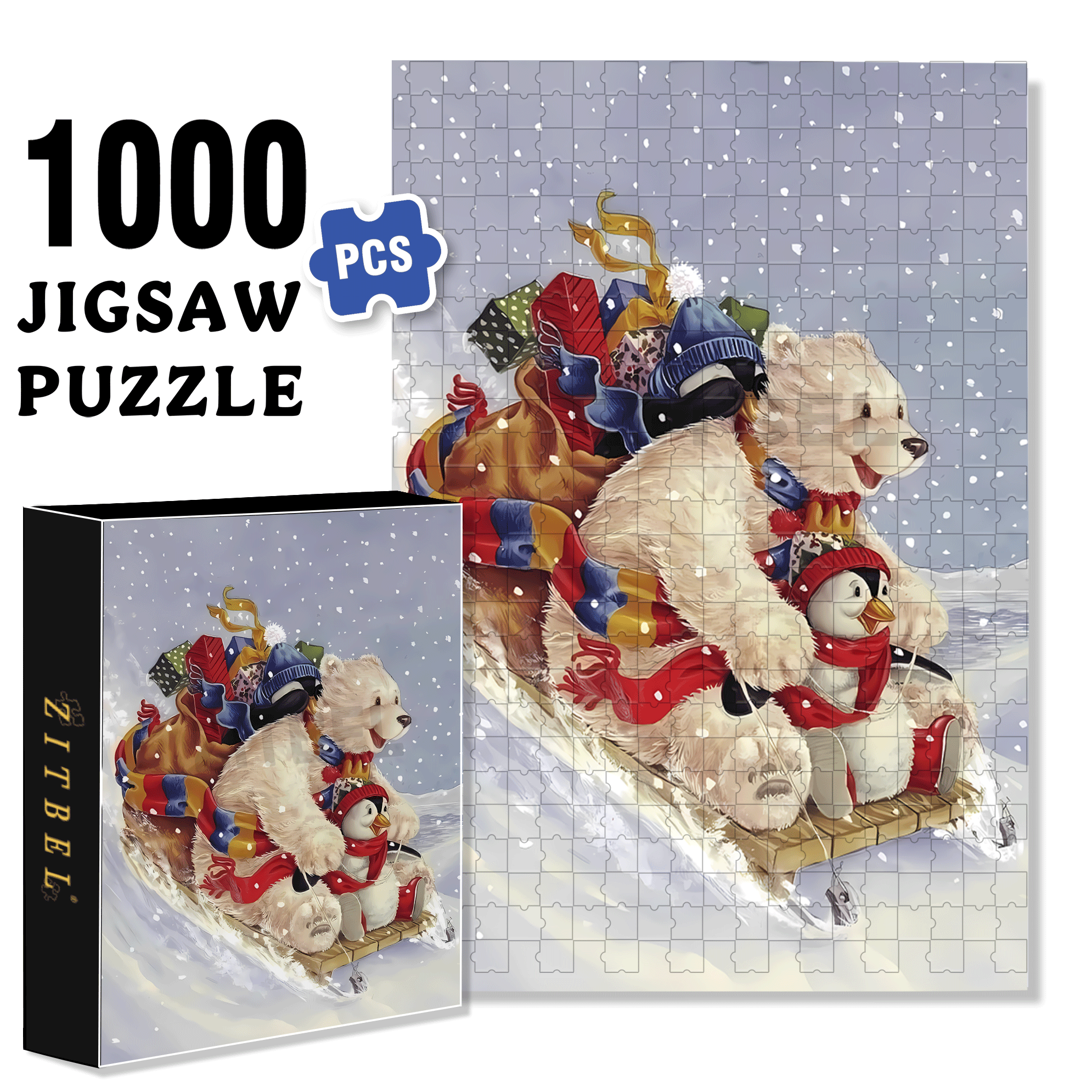 Extreme Speed ??Sled 500pcs/1000pcs Jigsaw Puzzle, Scratch-Resistant, Interactive Family Game & Brain-Boosting DIY Decor, Perfect for Halloween, Christmas & New Year Gifts, Family Puzzle Game