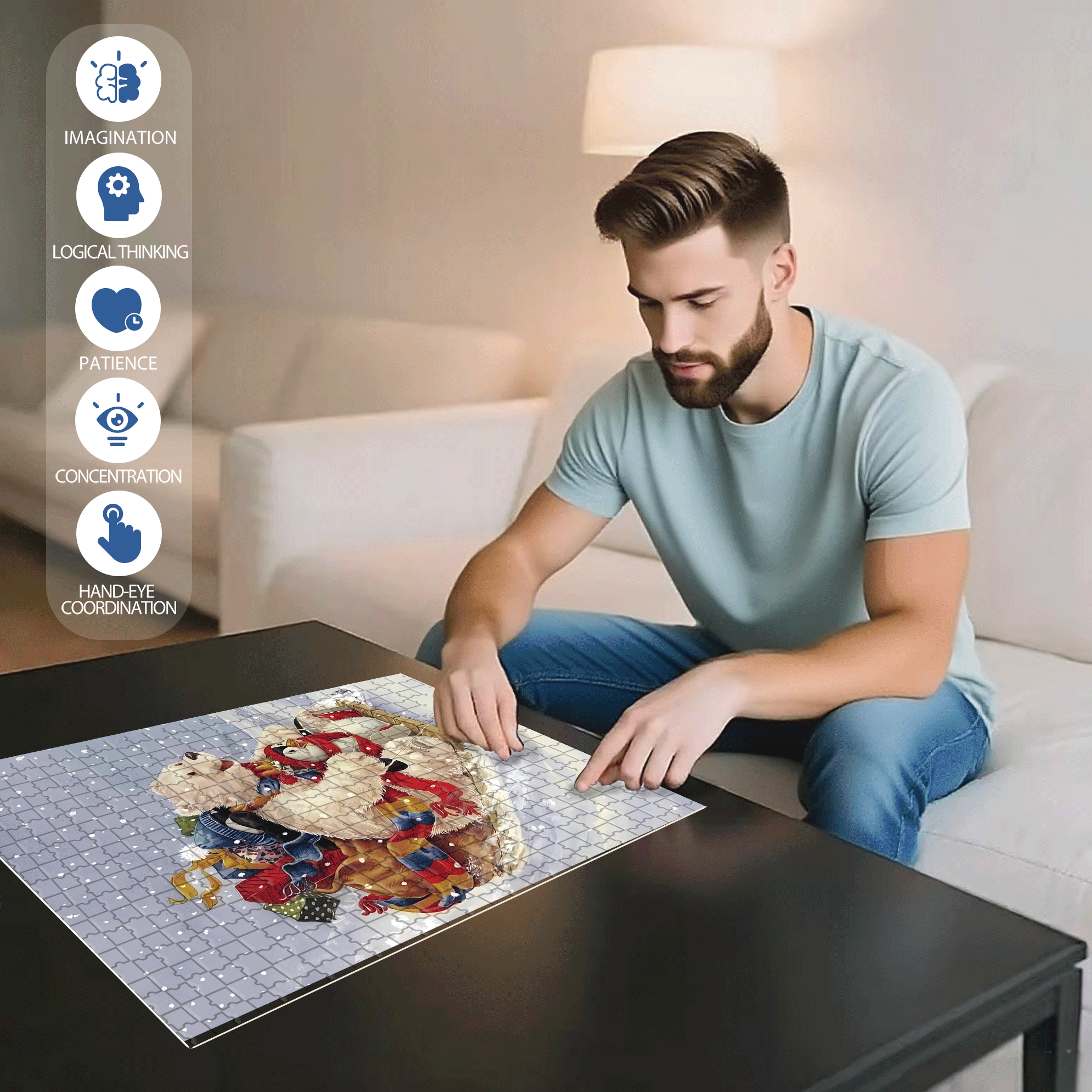 Extreme Speed ??Sled 500pcs/1000pcs Jigsaw Puzzle, Scratch-Resistant, Interactive Family Game & Brain-Boosting DIY Decor, Perfect for Halloween, Christmas & New Year Gifts, Family Puzzle Game