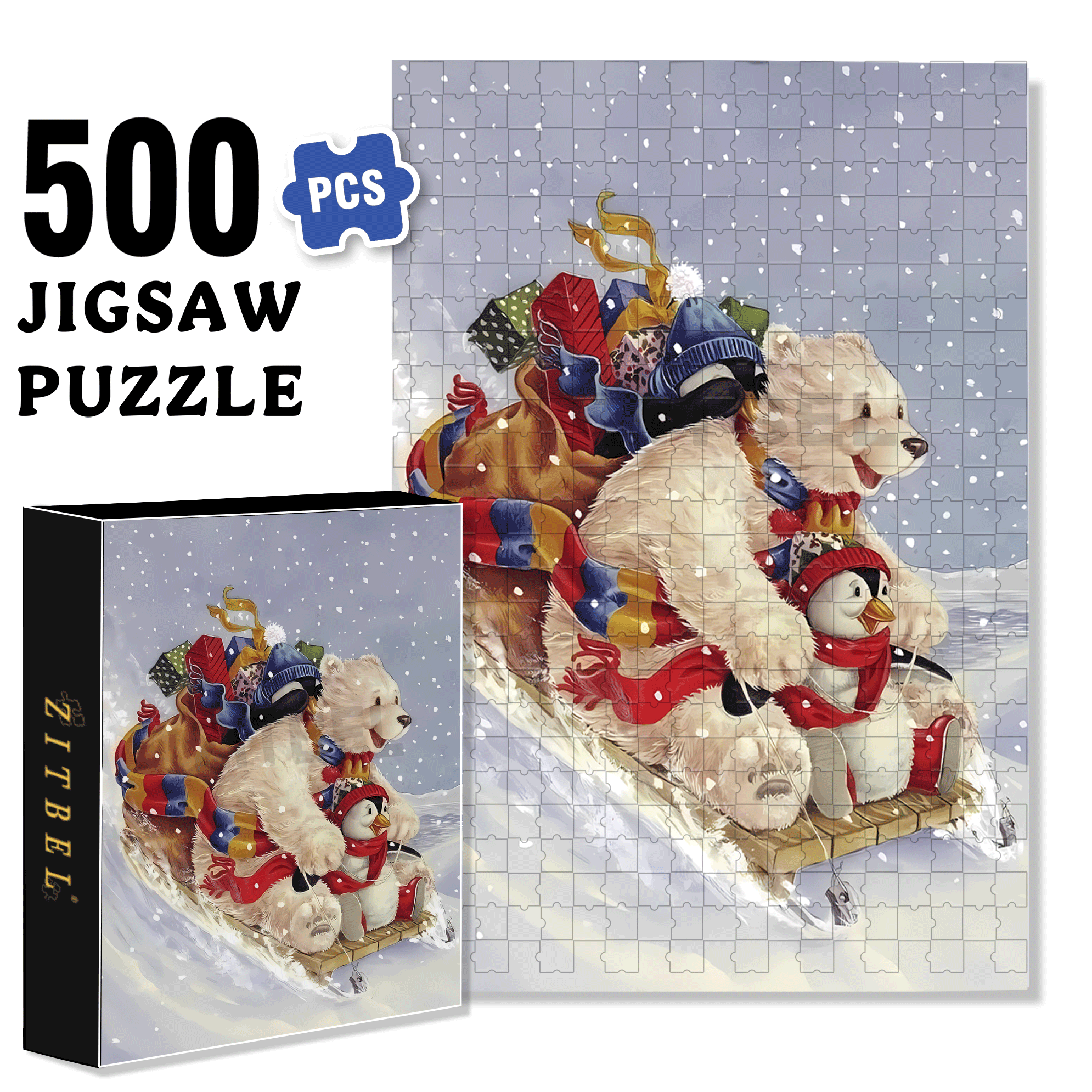 Extreme Speed ??Sled 500pcs/1000pcs Jigsaw Puzzle, Scratch-Resistant, Interactive Family Game & Brain-Boosting DIY Decor, Perfect for Halloween, Christmas & New Year Gifts, Family Puzzle Game