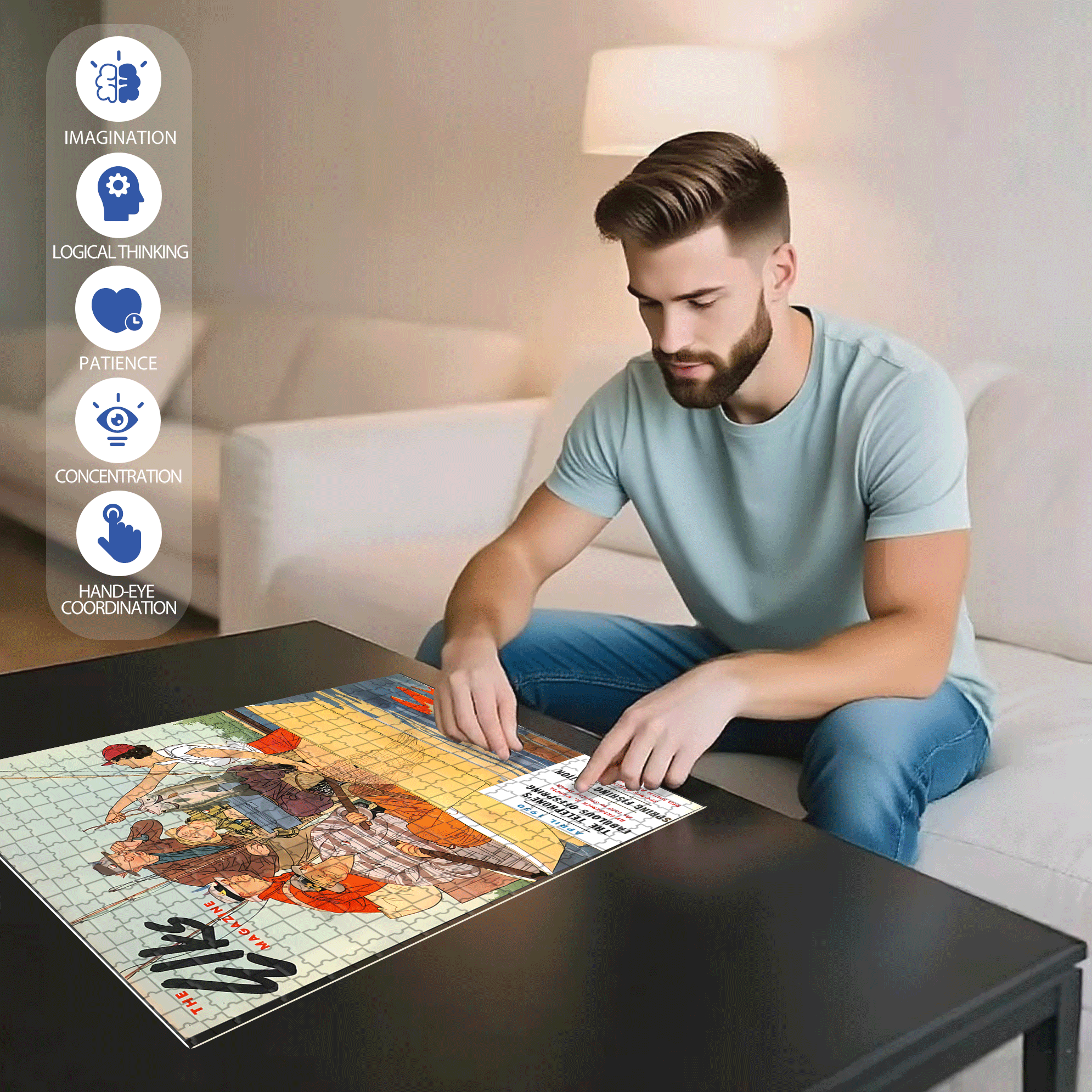 Female Fisherman 500pcs/1000pcs Jigsaw Puzzle, Scratch-Resistant, Interactive Family Game & Brain-Boosting DIY Decor, Perfect for Halloween, Christmas & New Year Gifts, Family Puzzle Game
