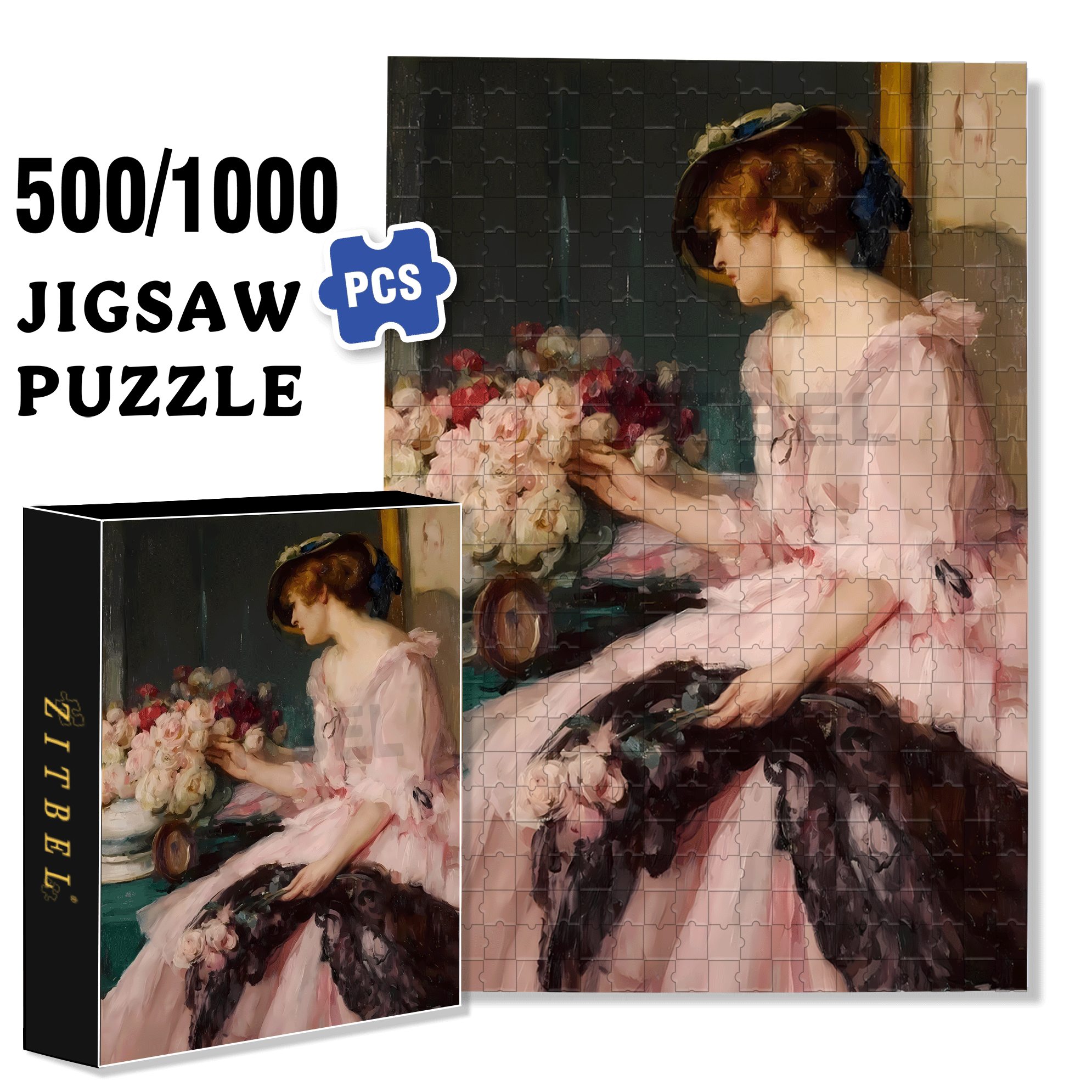 Figure Sketch 500pcs/1000pcs Jigsaw Puzzle, Scratch-Resistant, Interactive Family Game & Brain-Boosting DIY Decor, Perfect for Halloween, Christmas & New Year Gifts, Family Puzzle Game