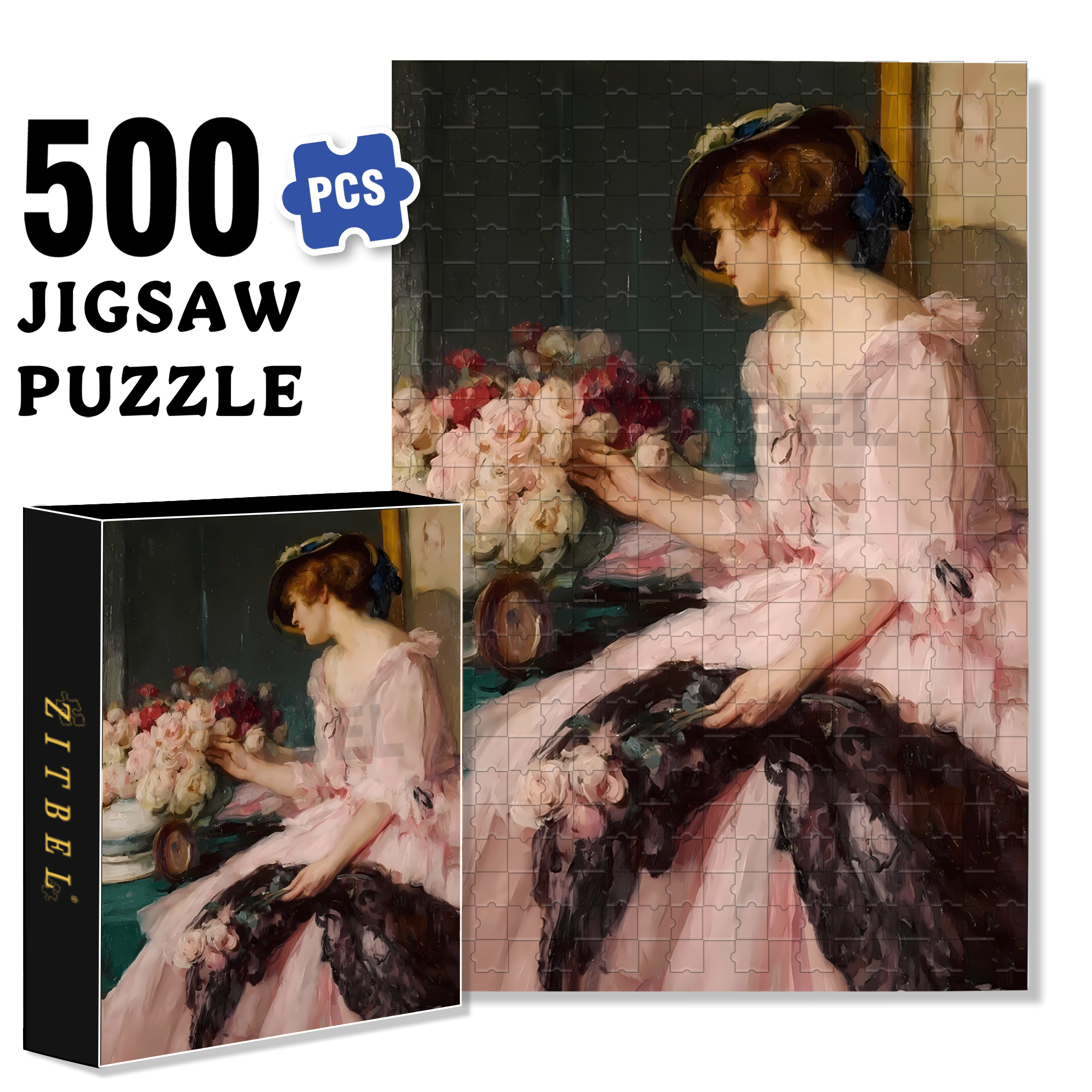 Figure Sketch 500pcs/1000pcs Jigsaw Puzzle, Scratch-Resistant, Interactive Family Game & Brain-Boosting DIY Decor, Perfect for Halloween, Christmas & New Year Gifts, Family Puzzle Game