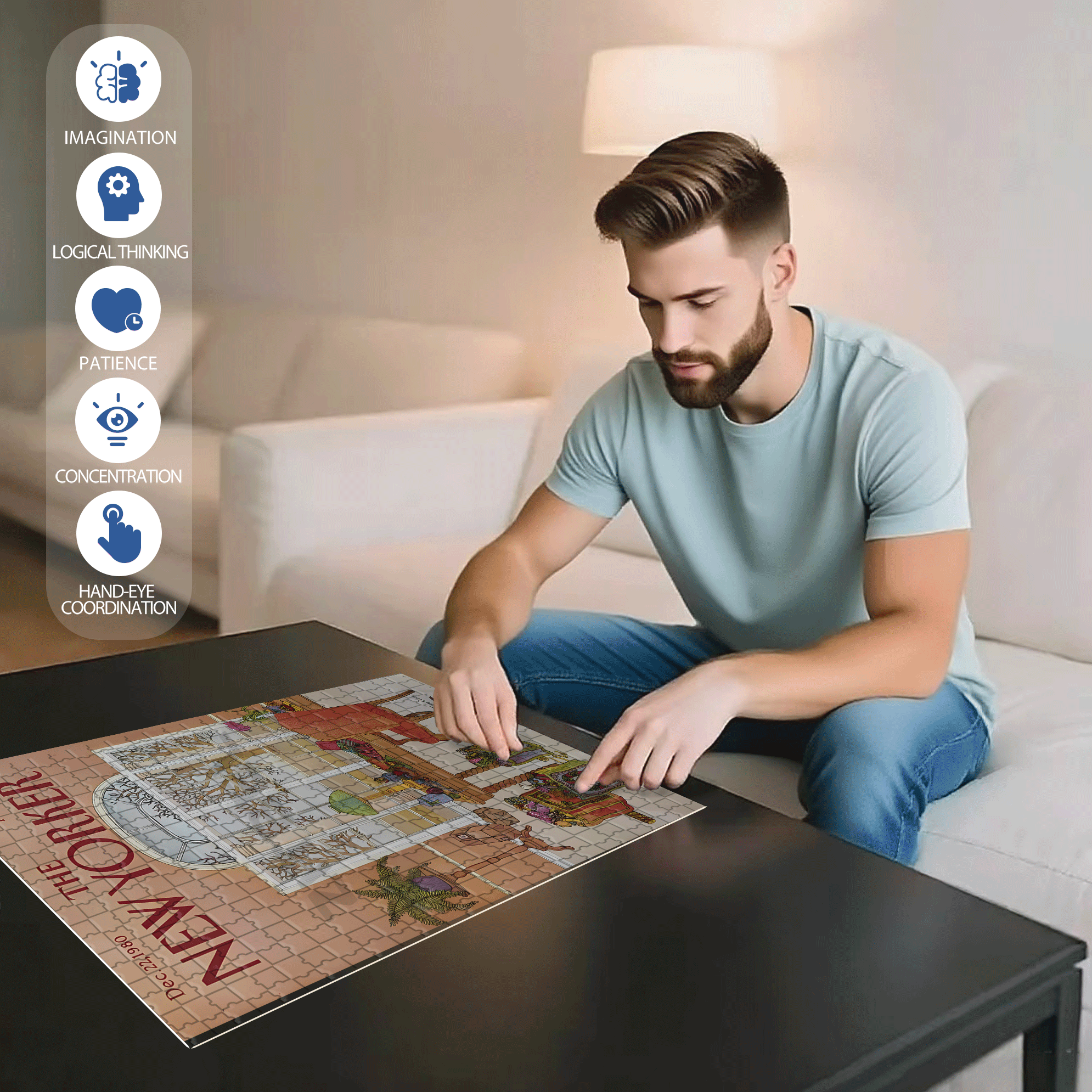 Gift Wrapping 500pcs/1000pcs Jigsaw Puzzle, Scratch-Resistant, Interactive Family Game & Brain-Boosting DIY Decor, Perfect for Halloween, Christmas & New Year Gifts, Family Puzzle Game