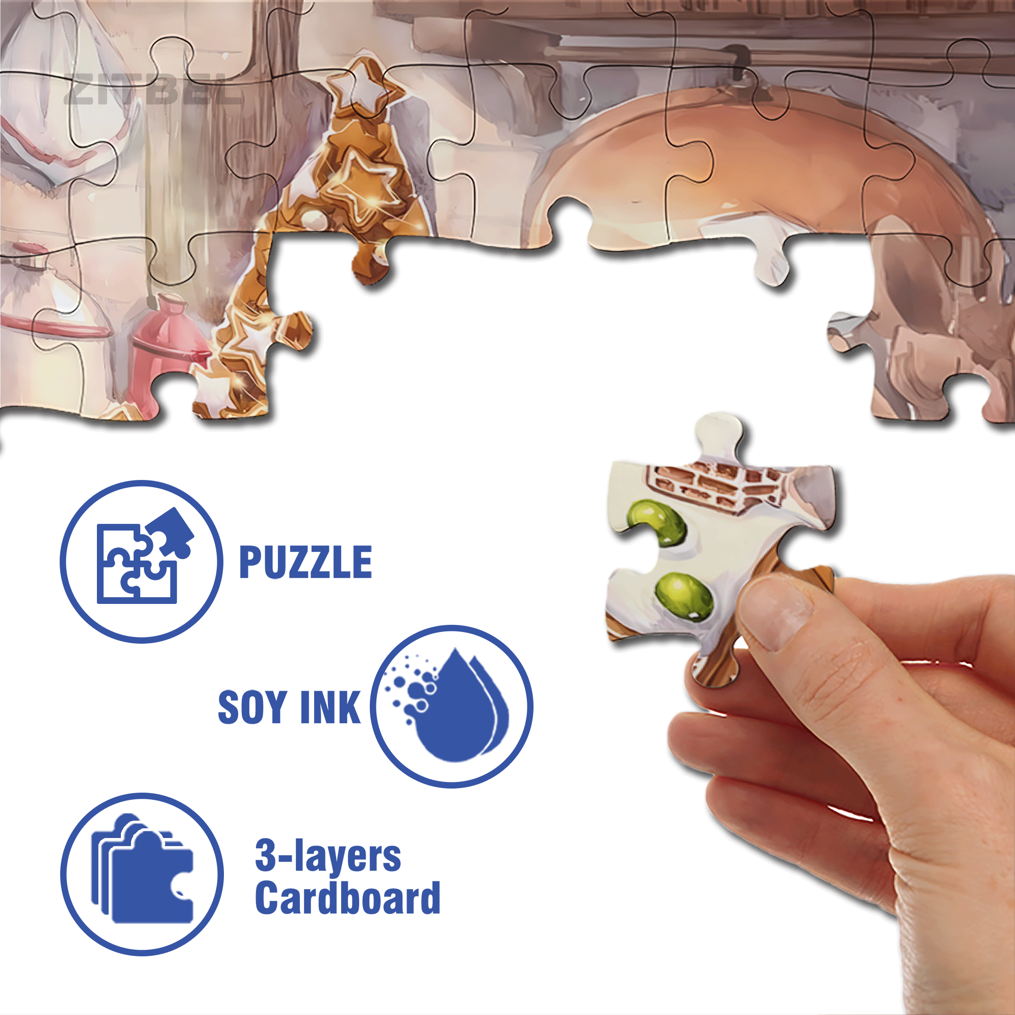 Gingerbread House Under Construction 500pcs/1000pcs Jigsaw Puzzle, Scratch-Resistant, Interactive Family Game & Brain-Boosting DIY Decor, Perfect for Halloween, Christmas & New Year Gifts, Family Puzzle Game