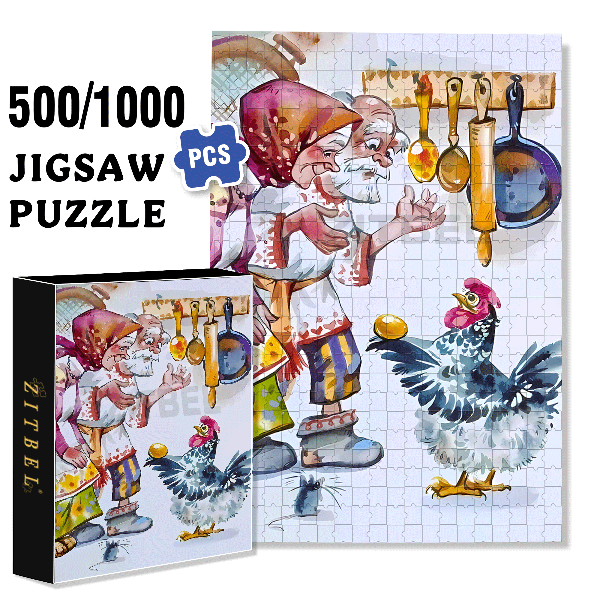 Golden Egg 500pcs/1000pcs Jigsaw Puzzle, Scratch-Resistant, Interactive Family Game & Brain-Boosting DIY Decor, Perfect for Halloween, Christmas & New Year Gifts, Family Puzzle Game