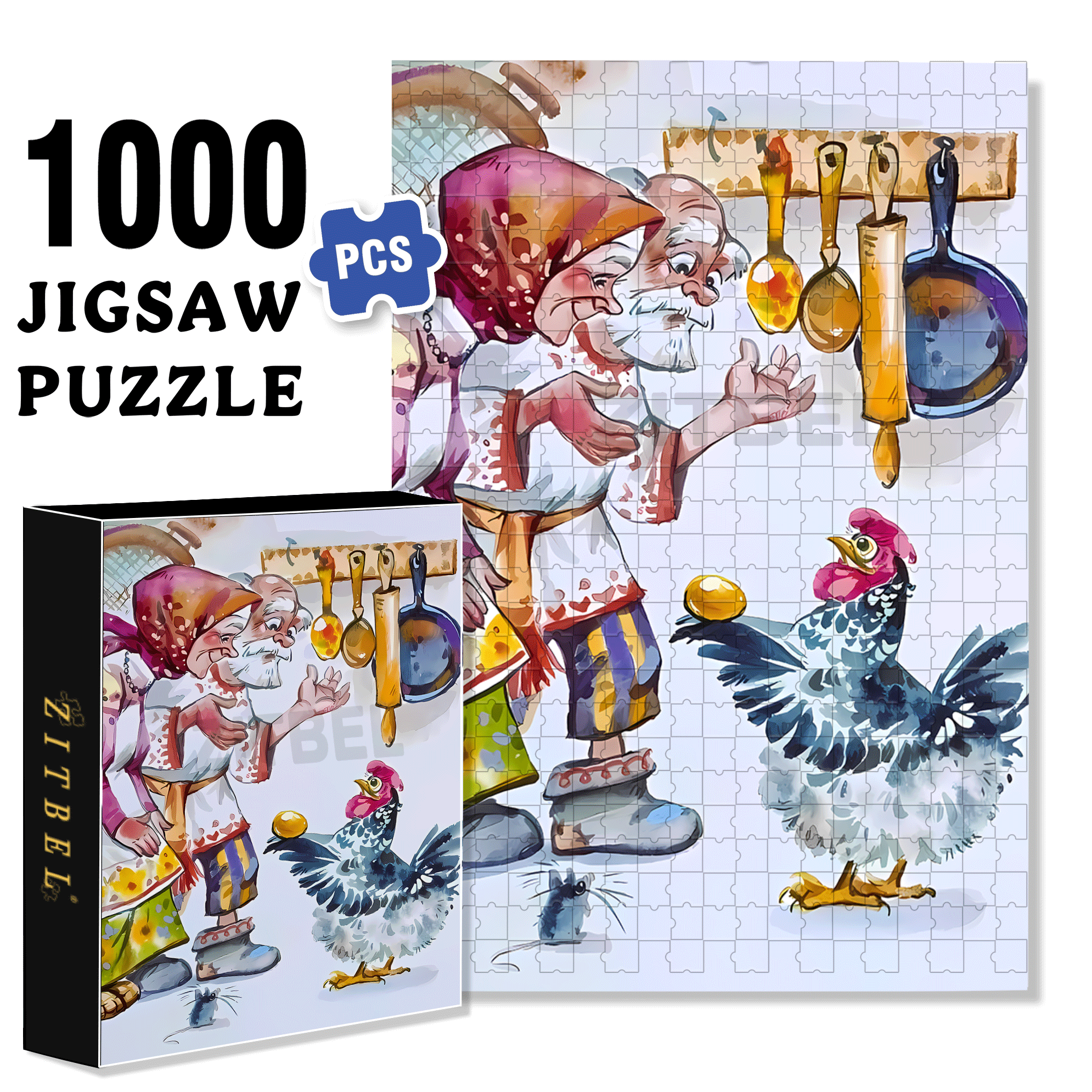 Golden Egg 500pcs/1000pcs Jigsaw Puzzle, Scratch-Resistant, Interactive Family Game & Brain-Boosting DIY Decor, Perfect for Halloween, Christmas & New Year Gifts, Family Puzzle Game