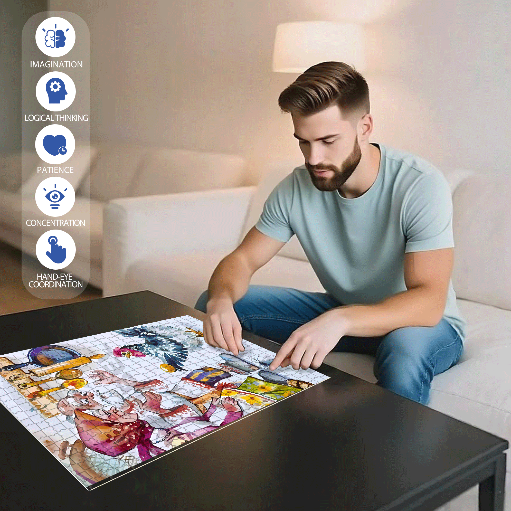 Golden Egg 500pcs/1000pcs Jigsaw Puzzle, Scratch-Resistant, Interactive Family Game & Brain-Boosting DIY Decor, Perfect for Halloween, Christmas & New Year Gifts, Family Puzzle Game