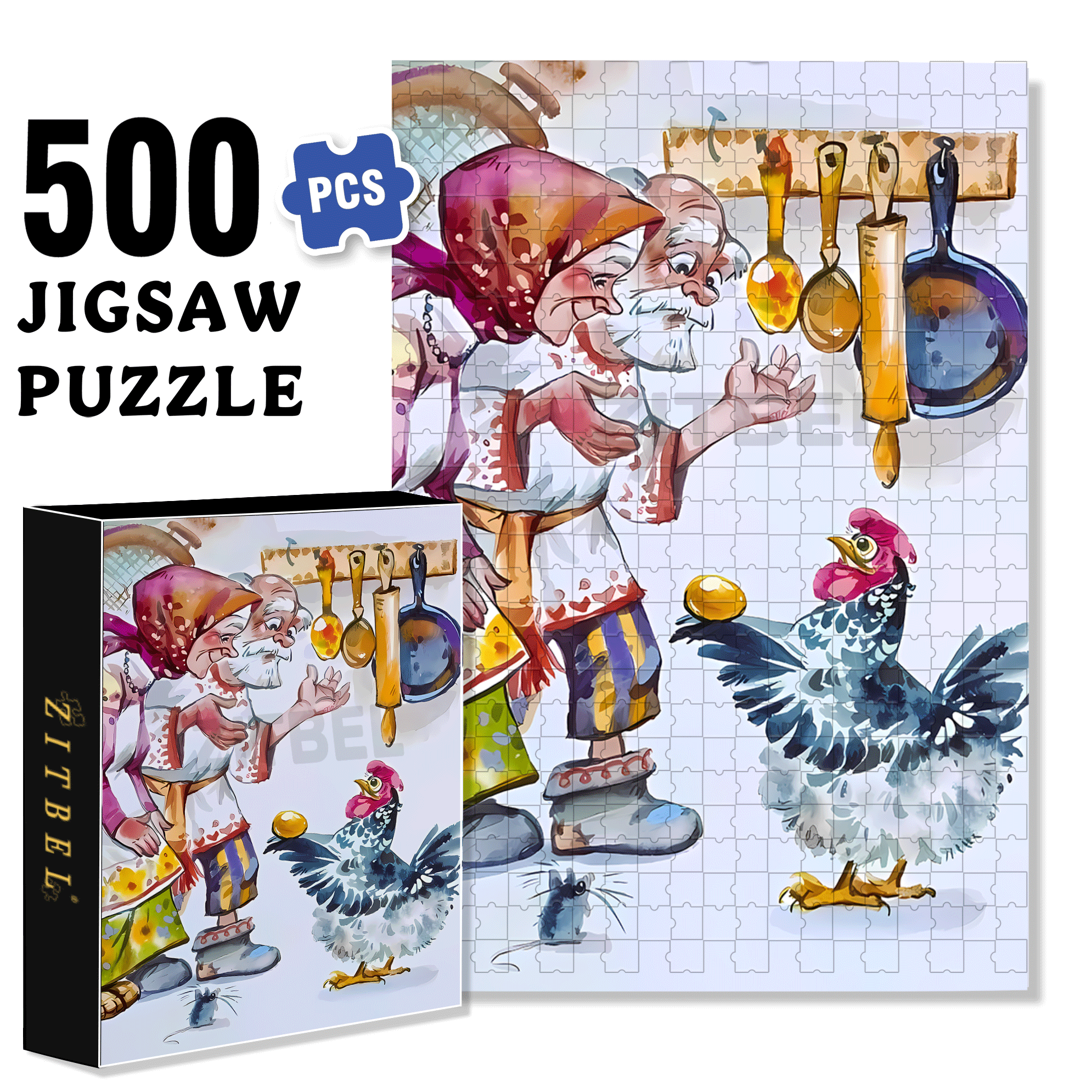 Golden Egg 500pcs/1000pcs Jigsaw Puzzle, Scratch-Resistant, Interactive Family Game & Brain-Boosting DIY Decor, Perfect for Halloween, Christmas & New Year Gifts, Family Puzzle Game