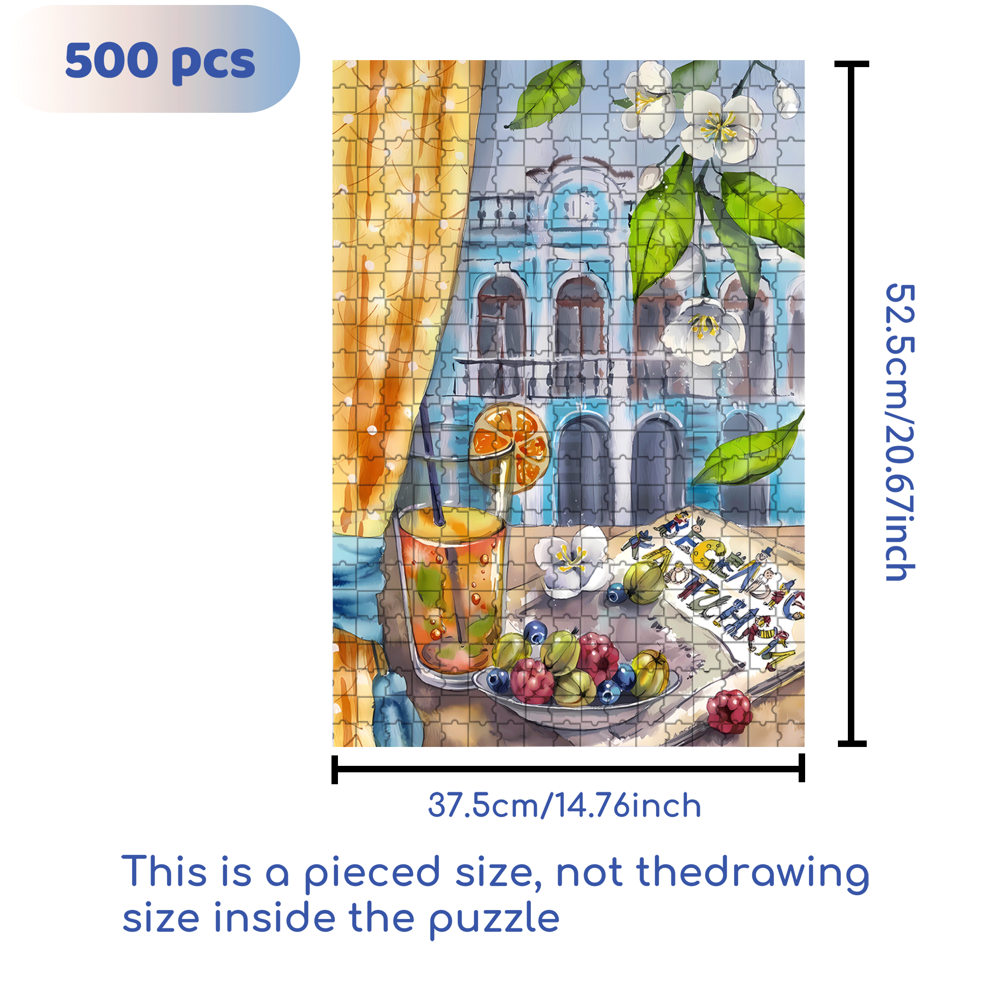 Grapefruit Sparkling Water 500pcs/1000pcs Jigsaw Puzzle, Scratch-Resistant, Interactive Family Game & Brain-Boosting DIY Decor, Perfect for Halloween, Christmas & New Year Gifts, Family Puzzle Game