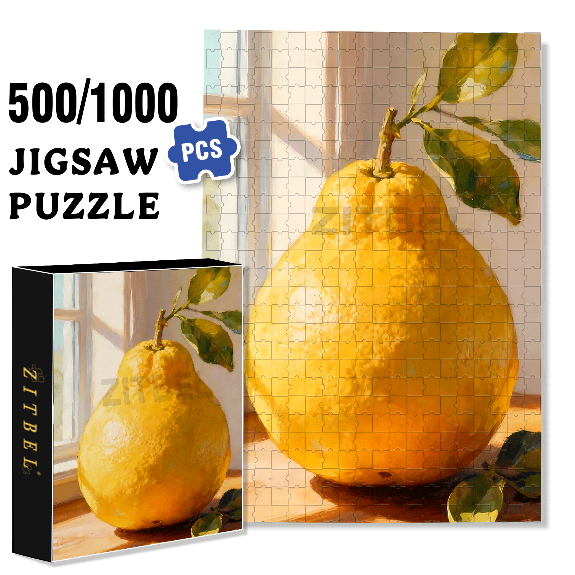 Grapefruit 500pcs/1000pcs Jigsaw Puzzle, Scratch-Resistant, Interactive Family Game & Brain-Boosting DIY Decor, Perfect for Halloween, Christmas & New Year Gifts, Family Puzzle Game