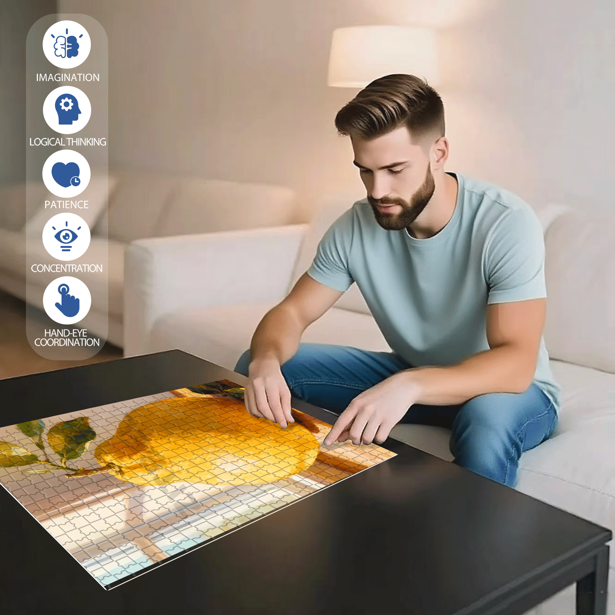 Grapefruit 500pcs/1000pcs Jigsaw Puzzle, Scratch-Resistant, Interactive Family Game & Brain-Boosting DIY Decor, Perfect for Halloween, Christmas & New Year Gifts, Family Puzzle Game