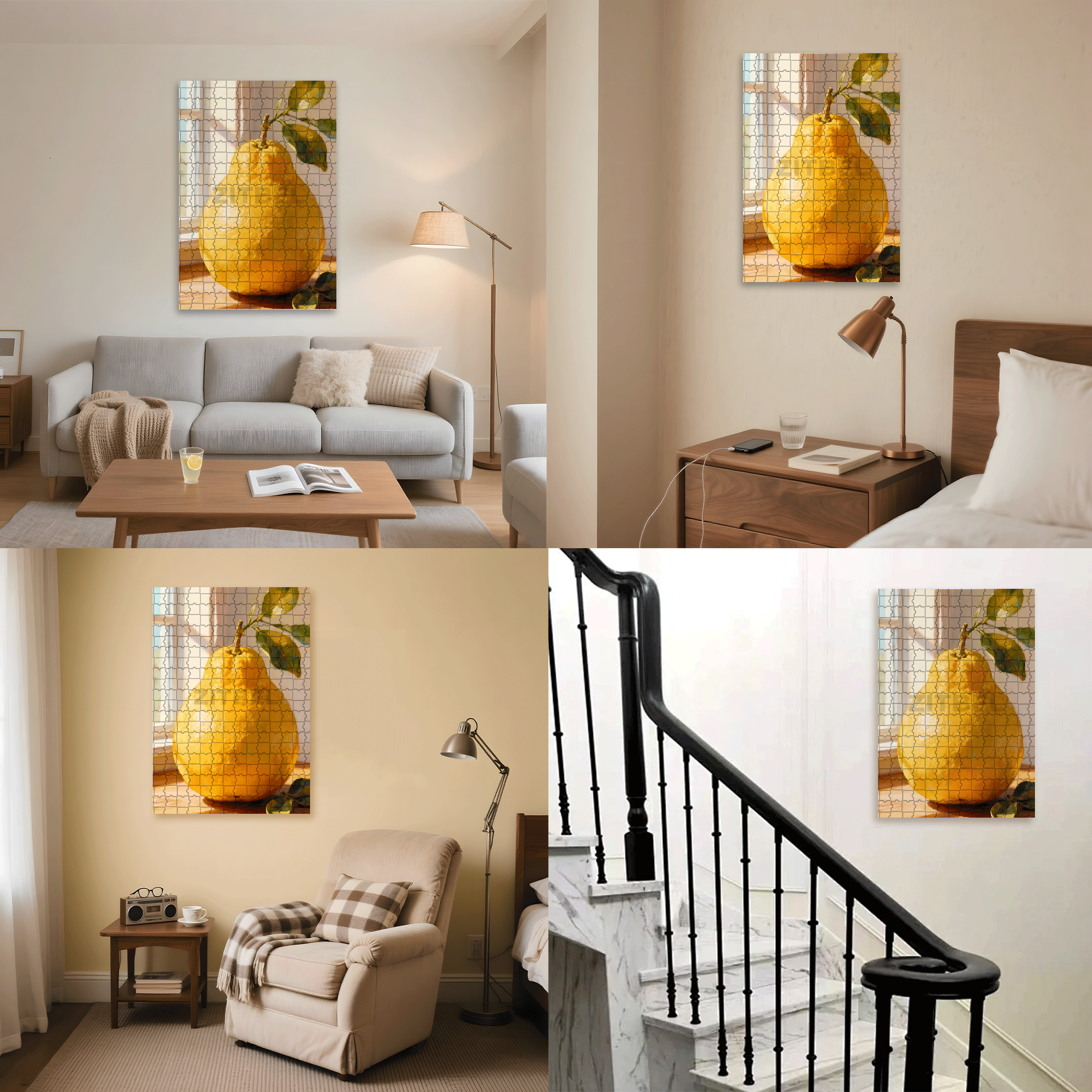 Grapefruit 500pcs/1000pcs Jigsaw Puzzle, Scratch-Resistant, Interactive Family Game & Brain-Boosting DIY Decor, Perfect for Halloween, Christmas & New Year Gifts, Family Puzzle Game
