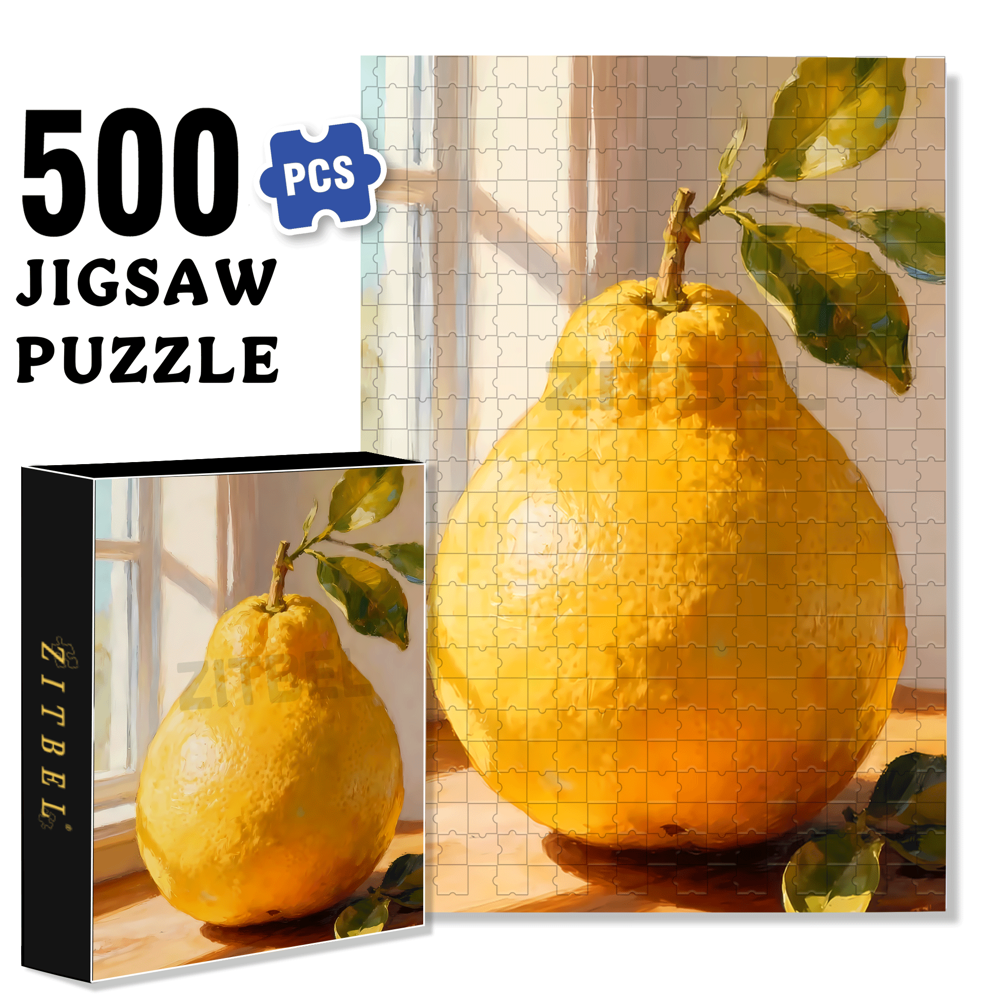 Grapefruit 500pcs/1000pcs Jigsaw Puzzle, Scratch-Resistant, Interactive Family Game & Brain-Boosting DIY Decor, Perfect for Halloween, Christmas & New Year Gifts, Family Puzzle Game