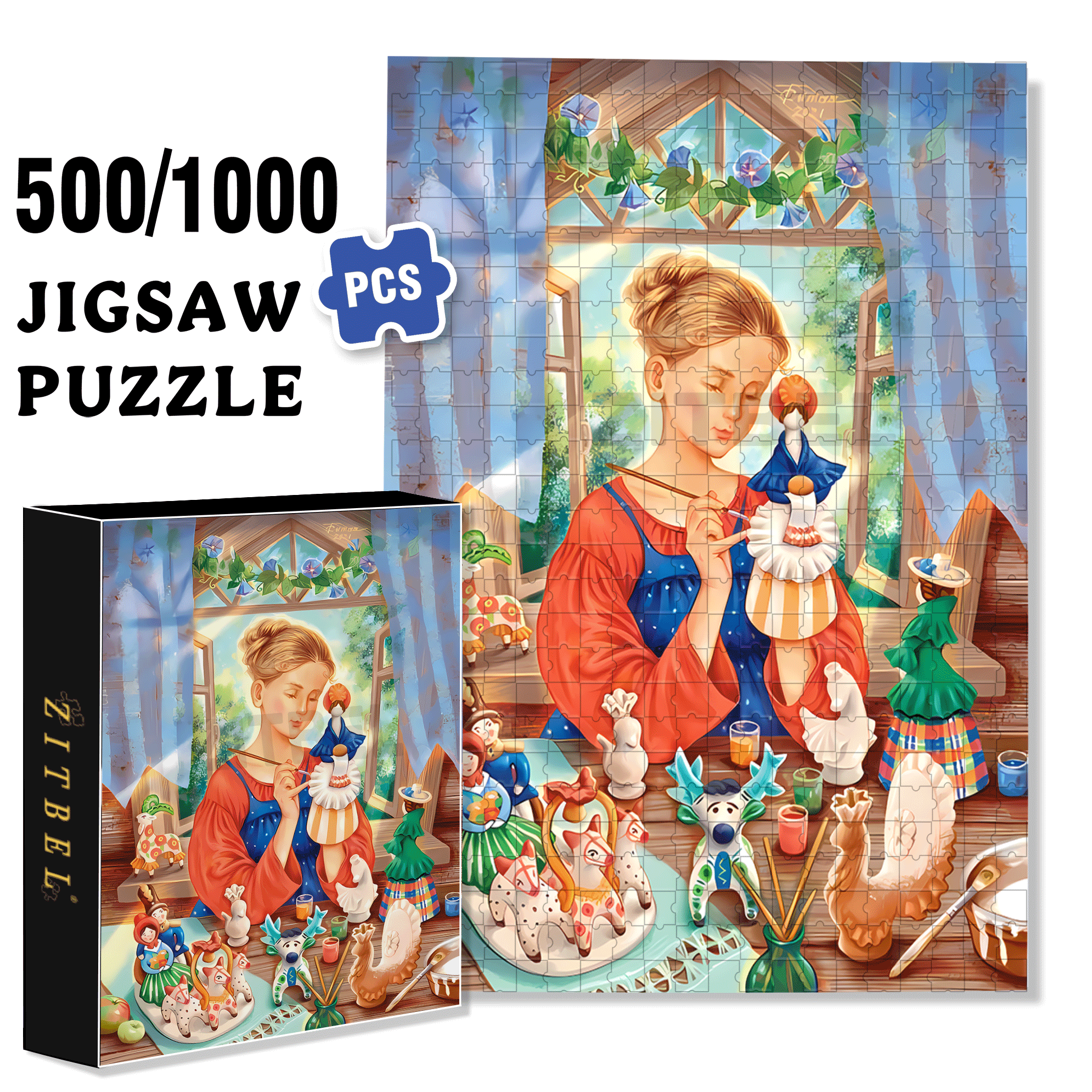Handicrafts 500pcs/1000pcs Jigsaw Puzzle, Scratch-Resistant, Interactive Family Game & Brain-Boosting DIY Decor, Perfect for Halloween, Christmas & New Year Gifts, Family Puzzle Game