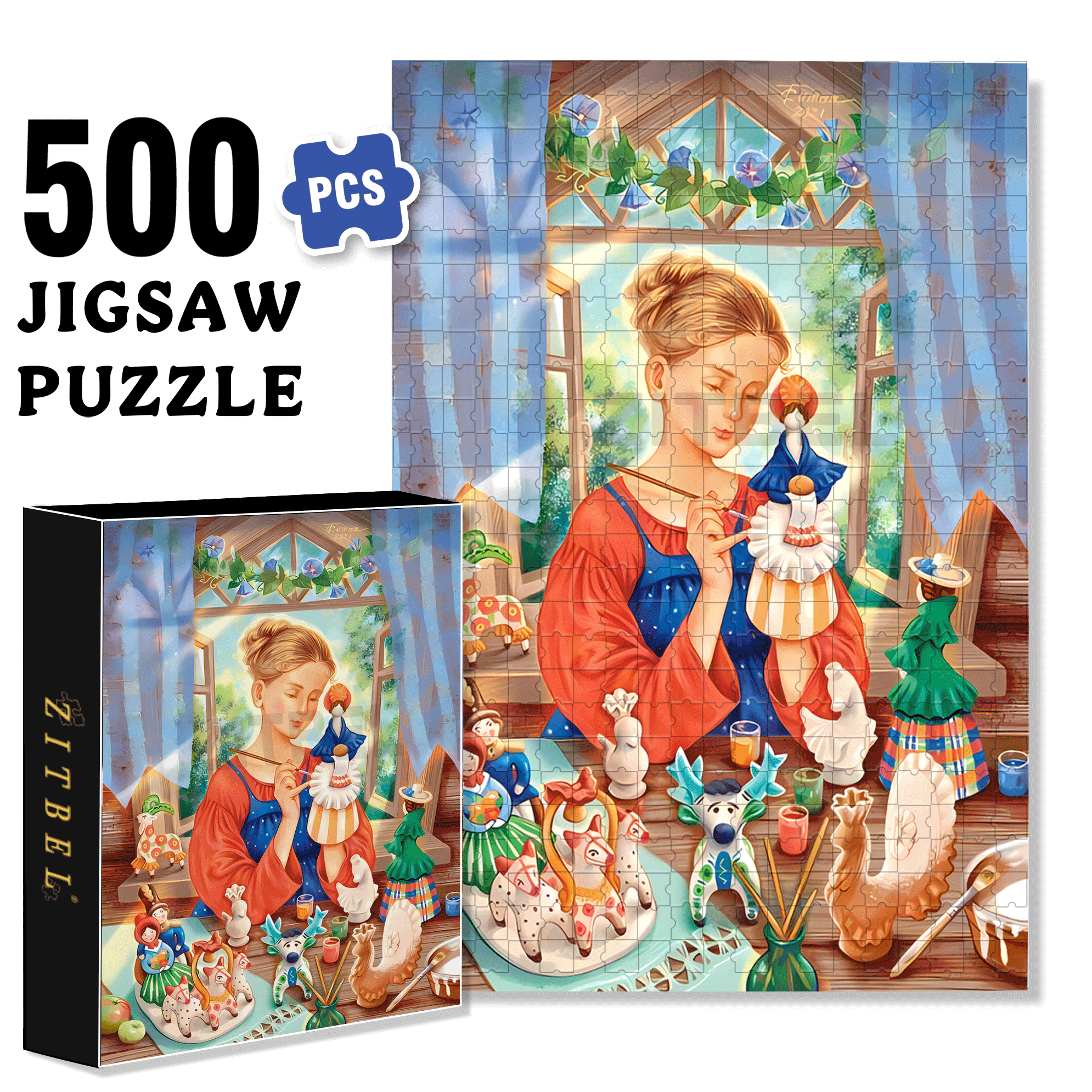 Handicrafts 500pcs/1000pcs Jigsaw Puzzle, Scratch-Resistant, Interactive Family Game & Brain-Boosting DIY Decor, Perfect for Halloween, Christmas & New Year Gifts, Family Puzzle Game