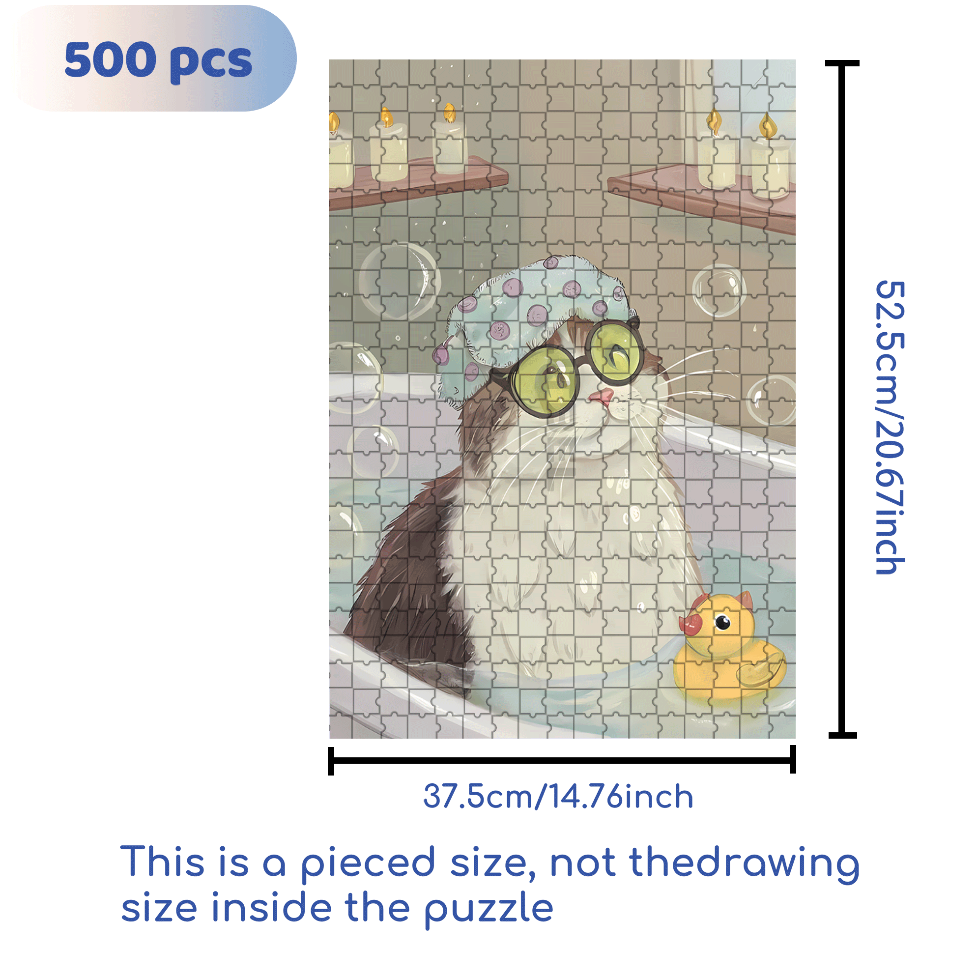 I Love Taking Baths 500pcs/1000pcs Jigsaw Puzzle, Scratch-Resistant, Interactive Family Game & Brain-Boosting DIY Decor, Perfect for Halloween, Christmas & New Year Gifts, Family Puzzle Game