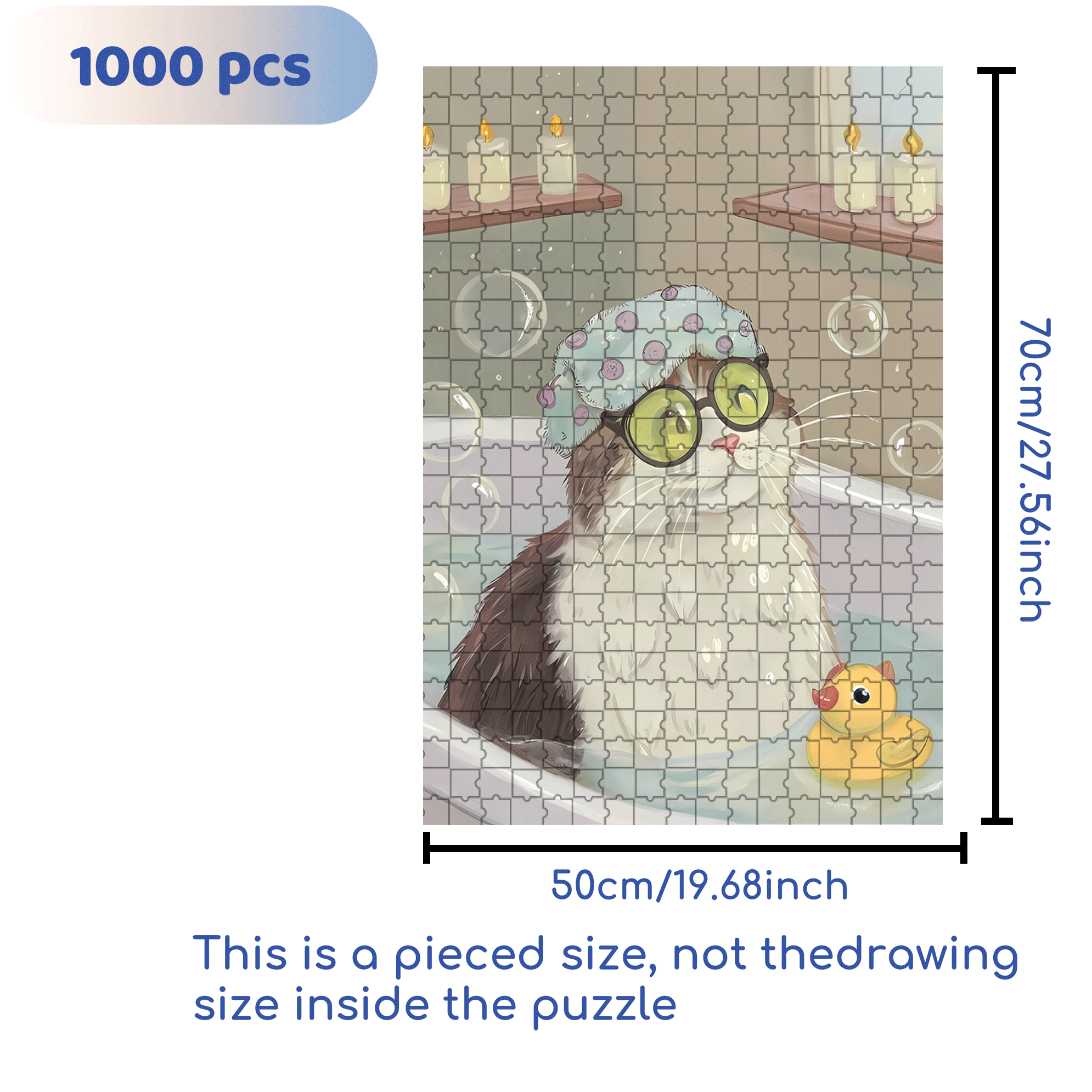 I Love Taking Baths 500pcs/1000pcs Jigsaw Puzzle, Scratch-Resistant, Interactive Family Game & Brain-Boosting DIY Decor, Perfect for Halloween, Christmas & New Year Gifts, Family Puzzle Game