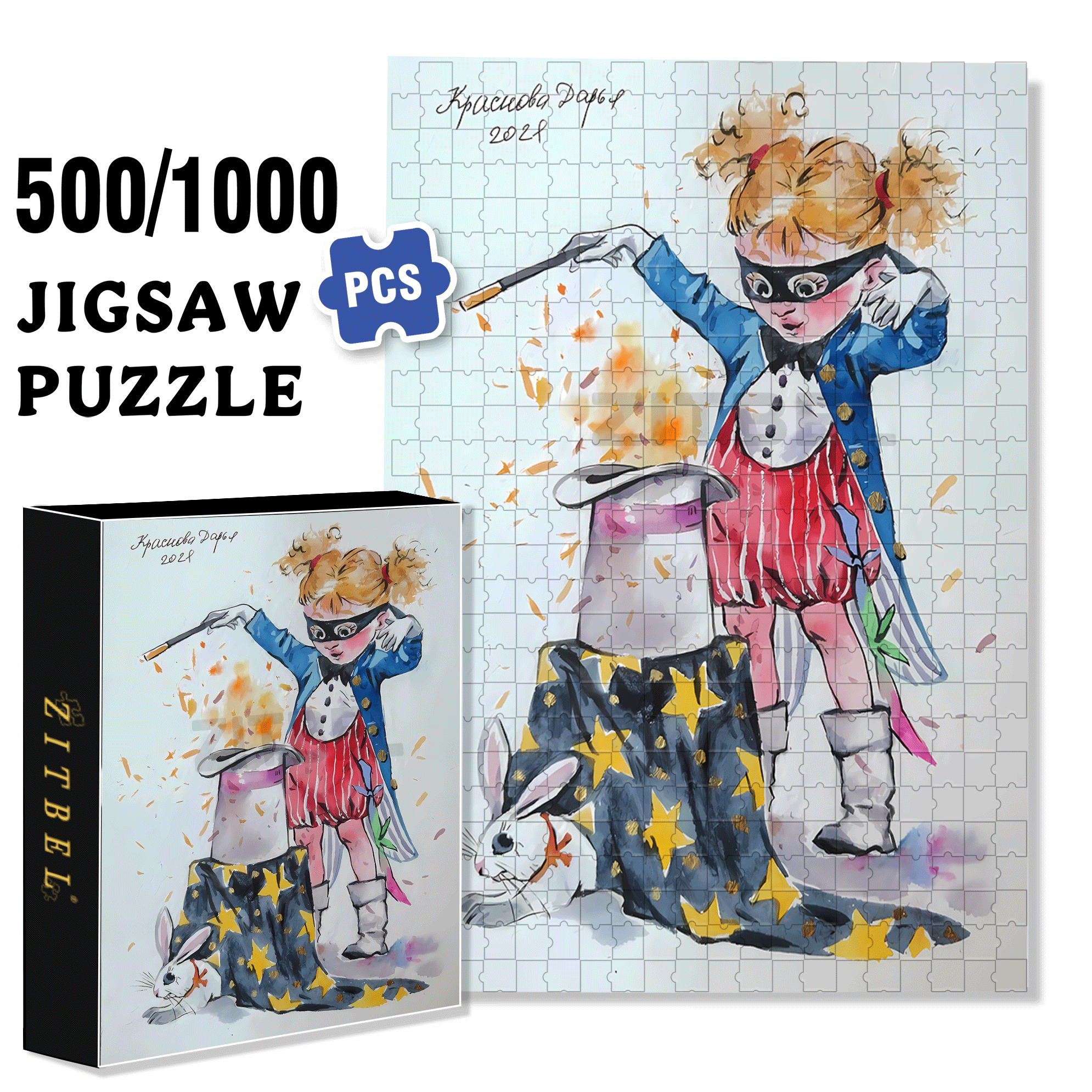Little Magician 500pcs/1000pcs Jigsaw Puzzle, Scratch-Resistant, Interactive Family Game & Brain-Boosting DIY Decor, Perfect for Halloween, Christmas & New Year Gifts, Family Puzzle Game