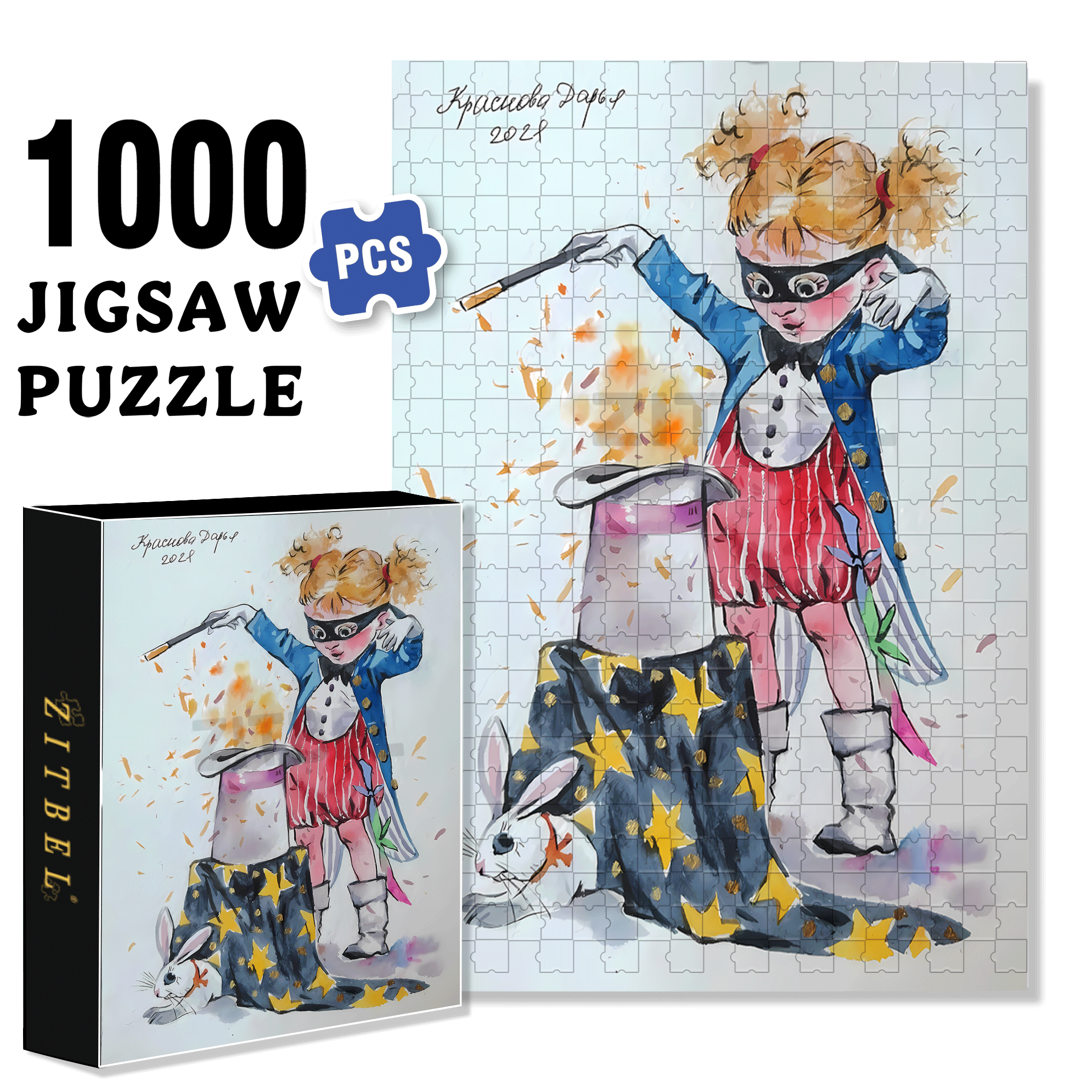 Little Magician 500pcs/1000pcs Jigsaw Puzzle, Scratch-Resistant, Interactive Family Game & Brain-Boosting DIY Decor, Perfect for Halloween, Christmas & New Year Gifts, Family Puzzle Game