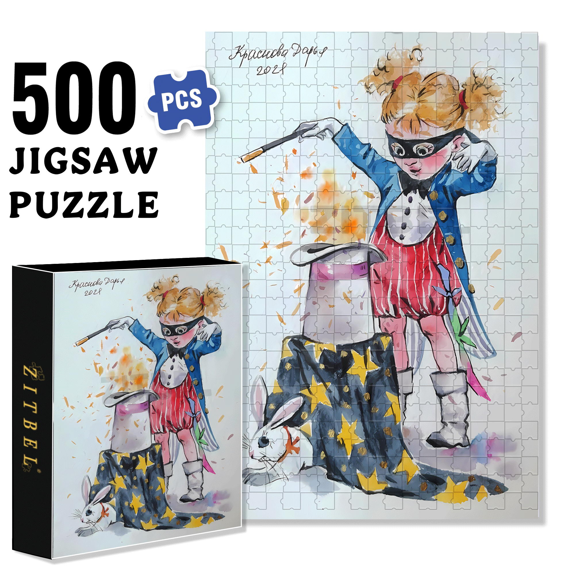 Little Magician 500pcs/1000pcs Jigsaw Puzzle, Scratch-Resistant, Interactive Family Game & Brain-Boosting DIY Decor, Perfect for Halloween, Christmas & New Year Gifts, Family Puzzle Game