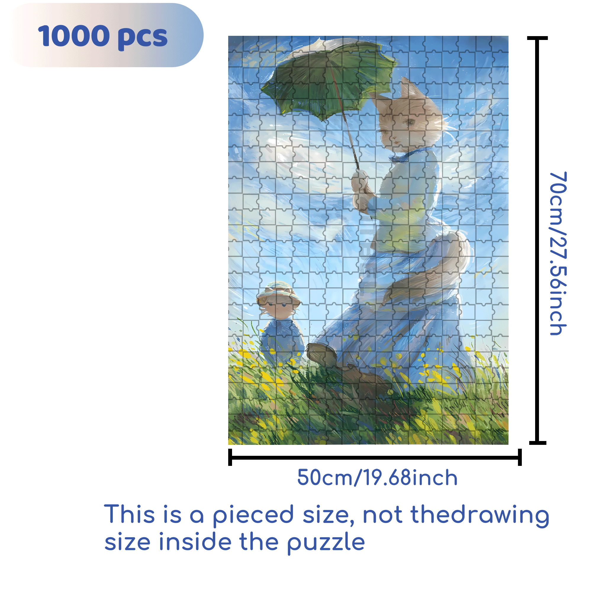 Meow ¡Á World Famous Paintings 2 500pcs/1000pcs Jigsaw Puzzle, Scratch-Resistant, Interactive Family Game & Brain-Boosting DIY Decor, Perfect for Halloween, Christmas & New Year Gifts, Family Puzzle Game