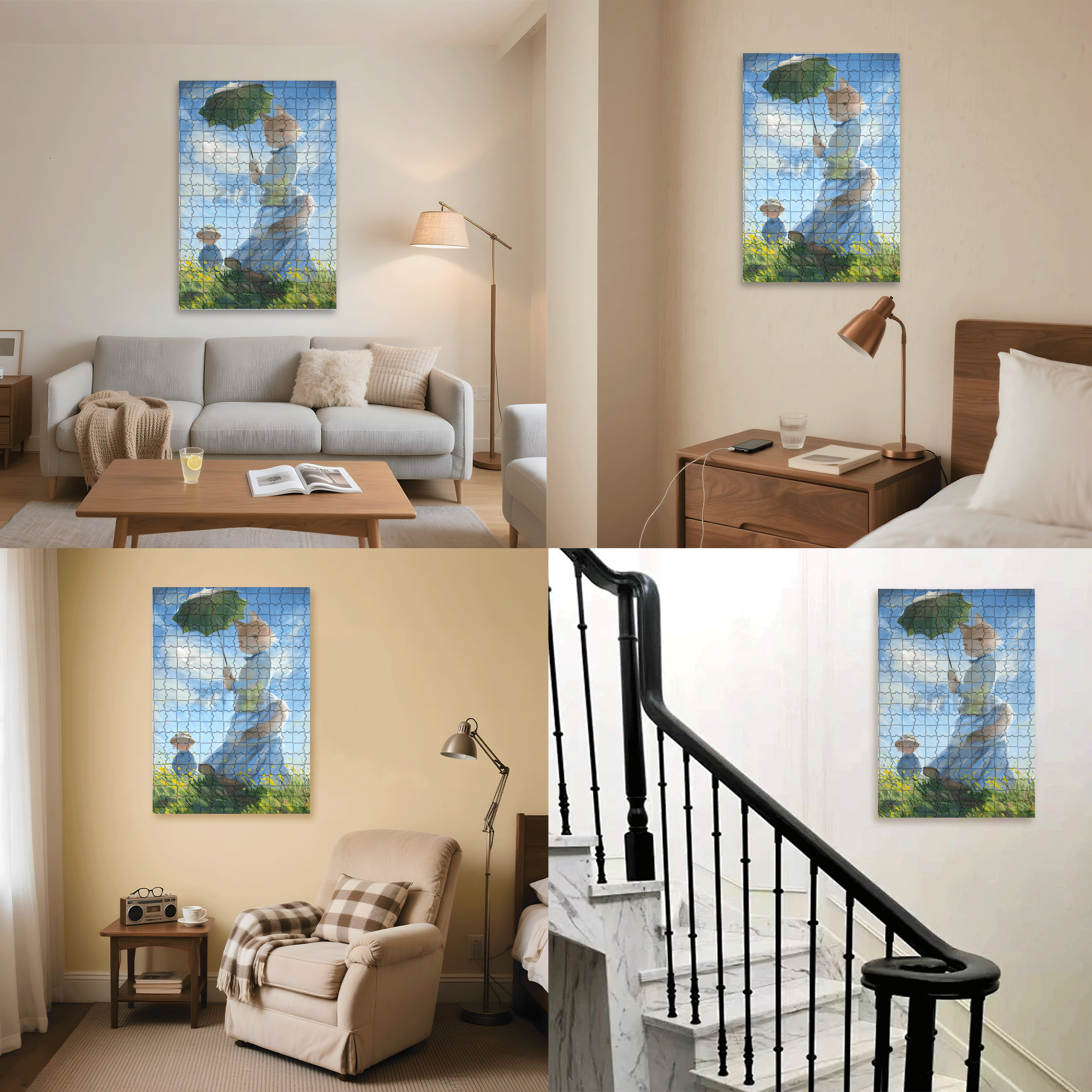 Meow ¡Á World Famous Paintings 2 500pcs/1000pcs Jigsaw Puzzle, Scratch-Resistant, Interactive Family Game & Brain-Boosting DIY Decor, Perfect for Halloween, Christmas & New Year Gifts, Family Puzzle Game