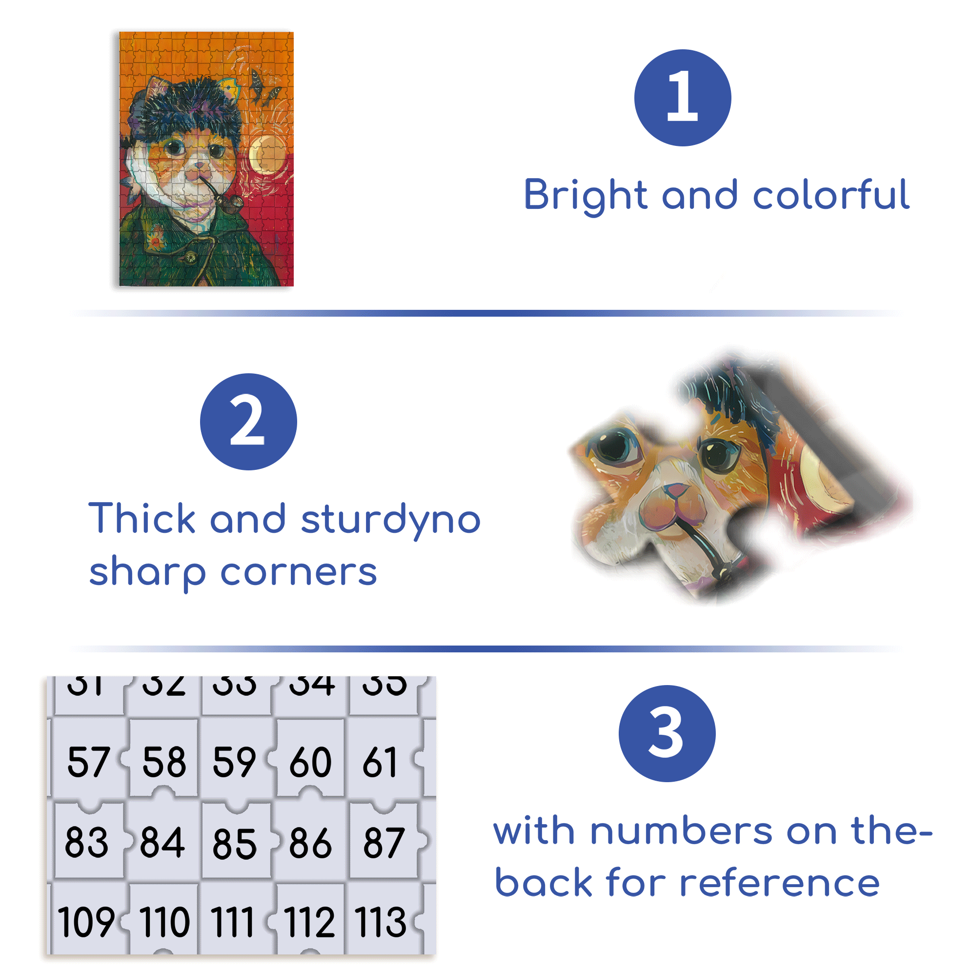 Meow ¡Á World Famous Paintings 3 500pcs/1000pcs Jigsaw Puzzle, Scratch-Resistant, Interactive Family Game & Brain-Boosting DIY Decor, Perfect for Halloween, Christmas & New Year Gifts, Family Puzzle Game