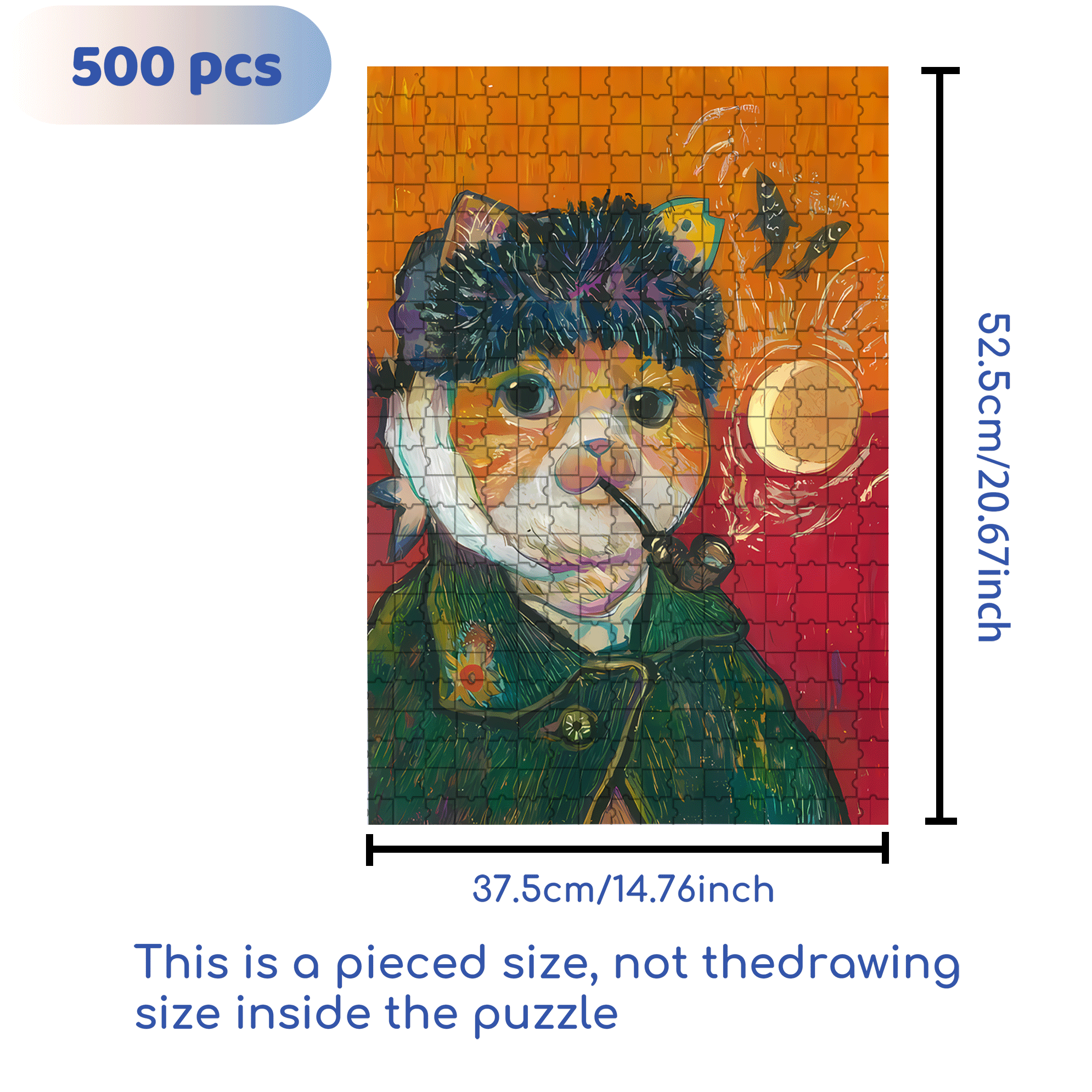 Meow ¡Á World Famous Paintings 3 500pcs/1000pcs Jigsaw Puzzle, Scratch-Resistant, Interactive Family Game & Brain-Boosting DIY Decor, Perfect for Halloween, Christmas & New Year Gifts, Family Puzzle Game