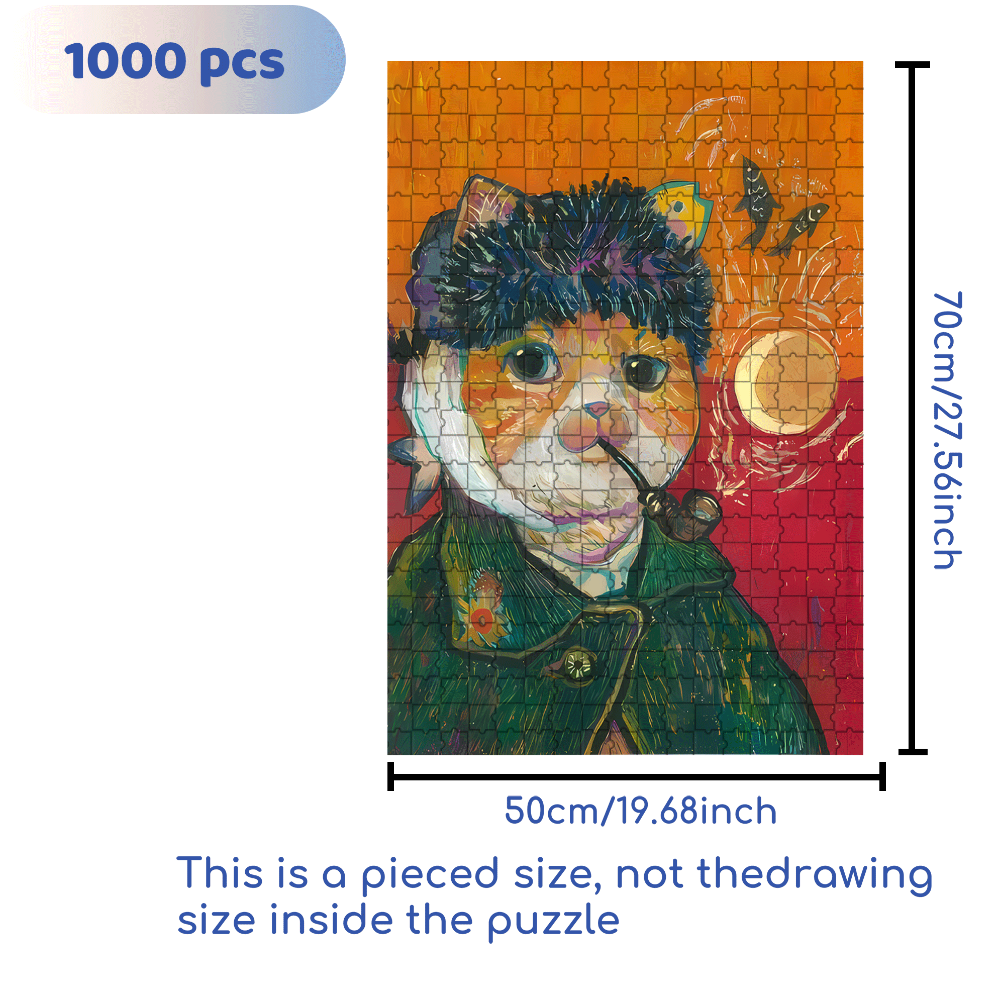 Meow ¡Á World Famous Paintings 3 500pcs/1000pcs Jigsaw Puzzle, Scratch-Resistant, Interactive Family Game & Brain-Boosting DIY Decor, Perfect for Halloween, Christmas & New Year Gifts, Family Puzzle Game