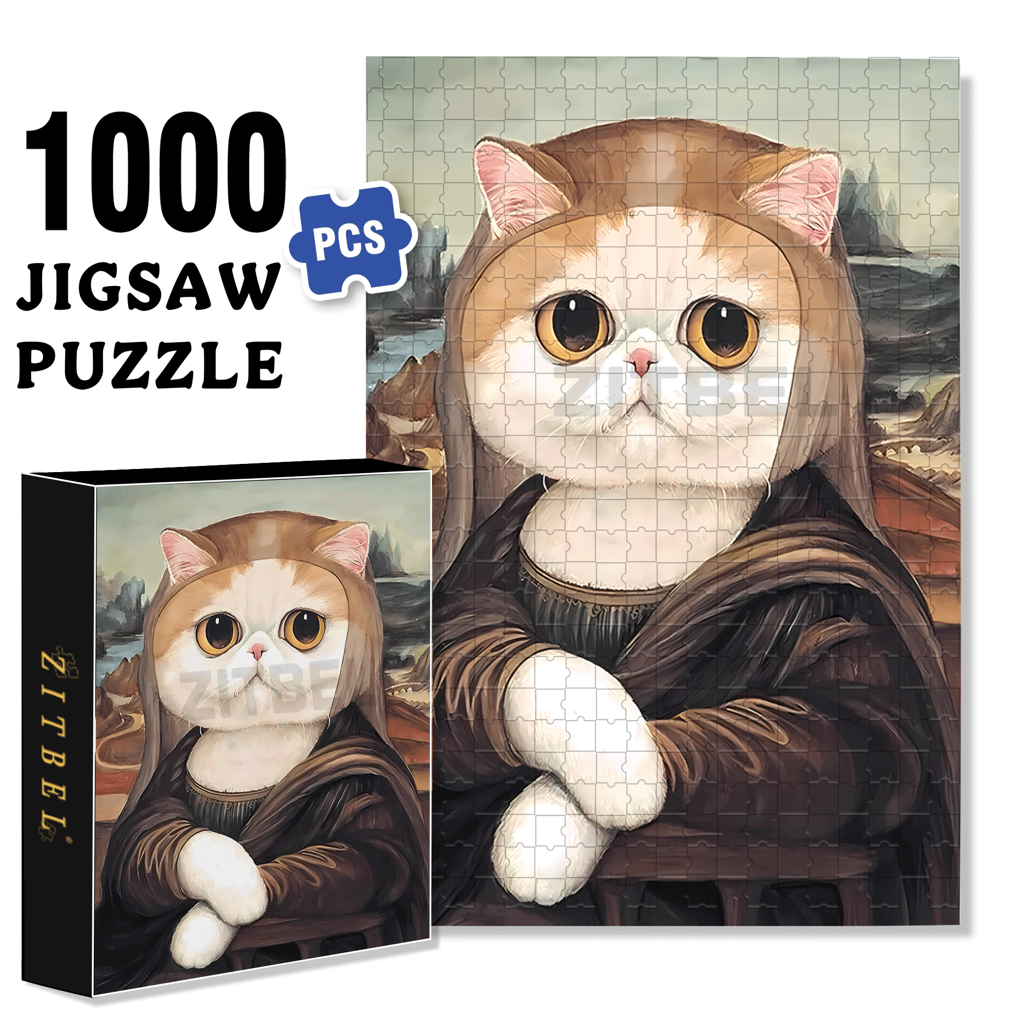 Meow ¡Á World Famous Paintings 4 500pcs/1000pcs Jigsaw Puzzle, Scratch-Resistant, Interactive Family Game & Brain-Boosting DIY Decor, Perfect for Halloween, Christmas & New Year Gifts, Family Puzzle Game