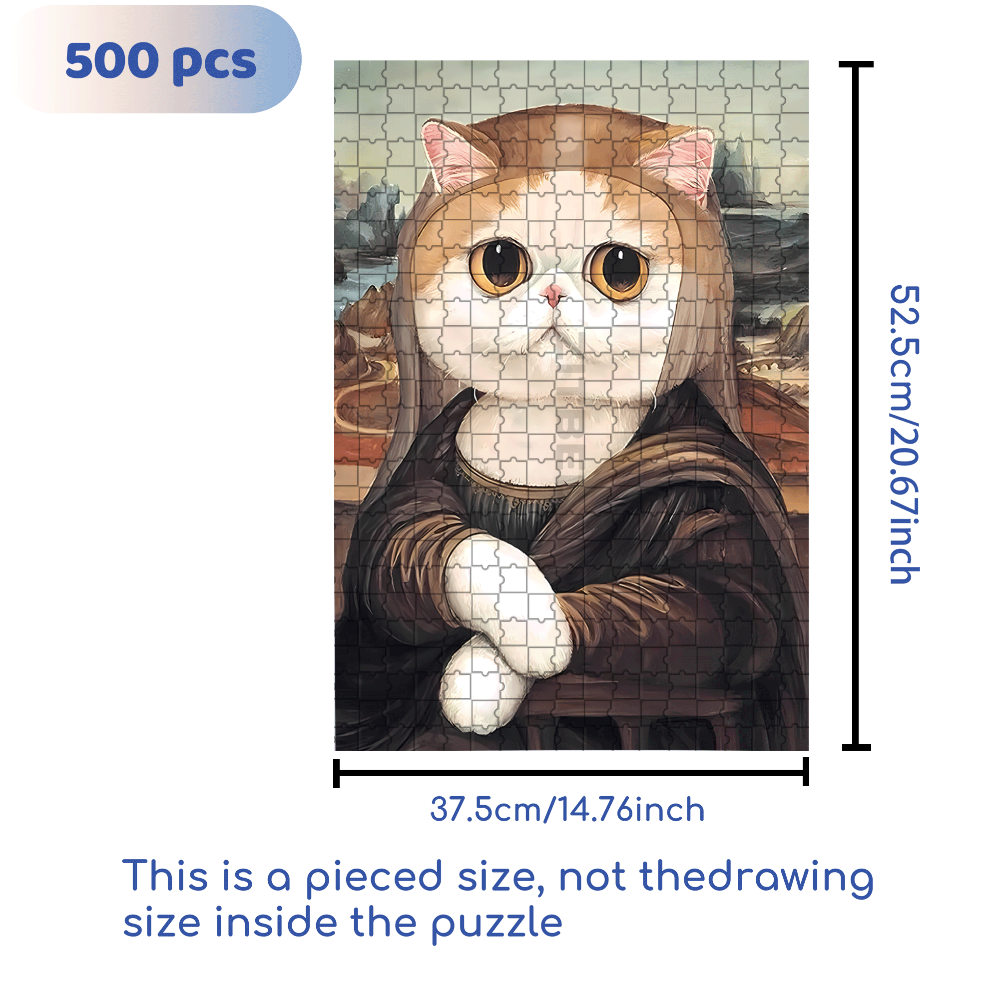 Meow ¡Á World Famous Paintings 4 500pcs/1000pcs Jigsaw Puzzle, Scratch-Resistant, Interactive Family Game & Brain-Boosting DIY Decor, Perfect for Halloween, Christmas & New Year Gifts, Family Puzzle Game