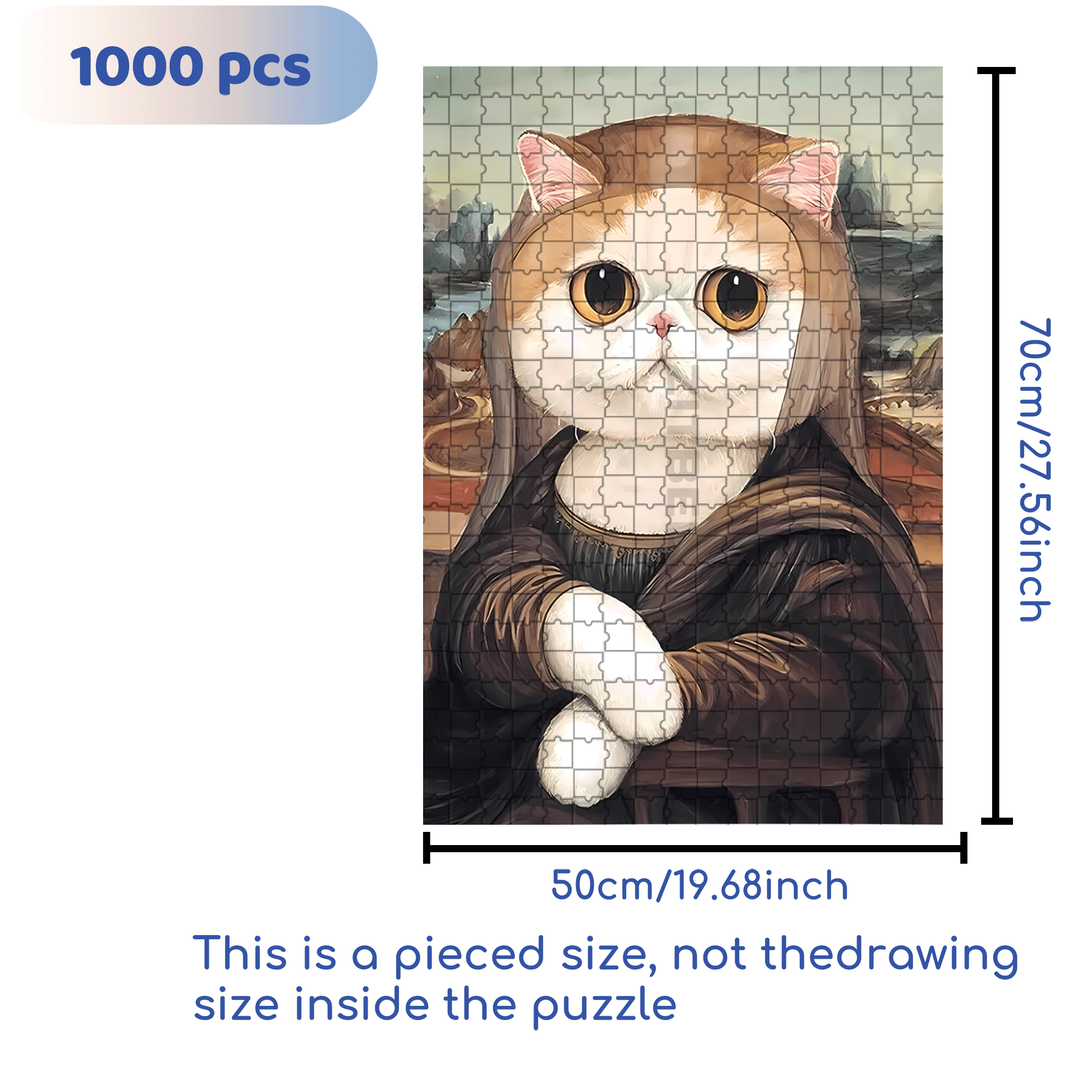 Meow ¡Á World Famous Paintings 4 500pcs/1000pcs Jigsaw Puzzle, Scratch-Resistant, Interactive Family Game & Brain-Boosting DIY Decor, Perfect for Halloween, Christmas & New Year Gifts, Family Puzzle Game