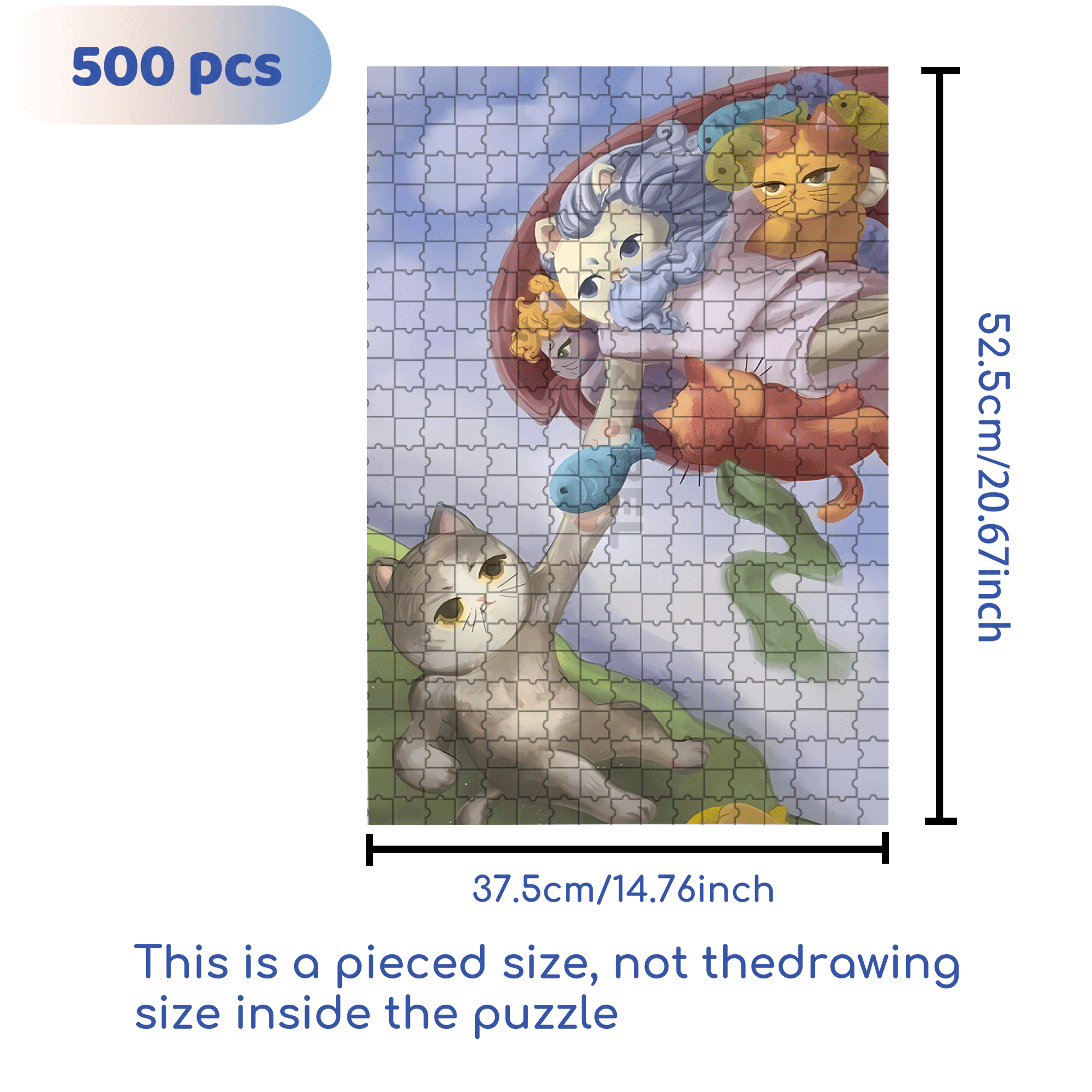 Meow ¡Á World Famous Paintings 6 500pcs/1000pcs Jigsaw Puzzle, Scratch-Resistant, Interactive Family Game & Brain-Boosting DIY Decor, Perfect for Halloween, Christmas & New Year Gifts, Family Puzzle Game