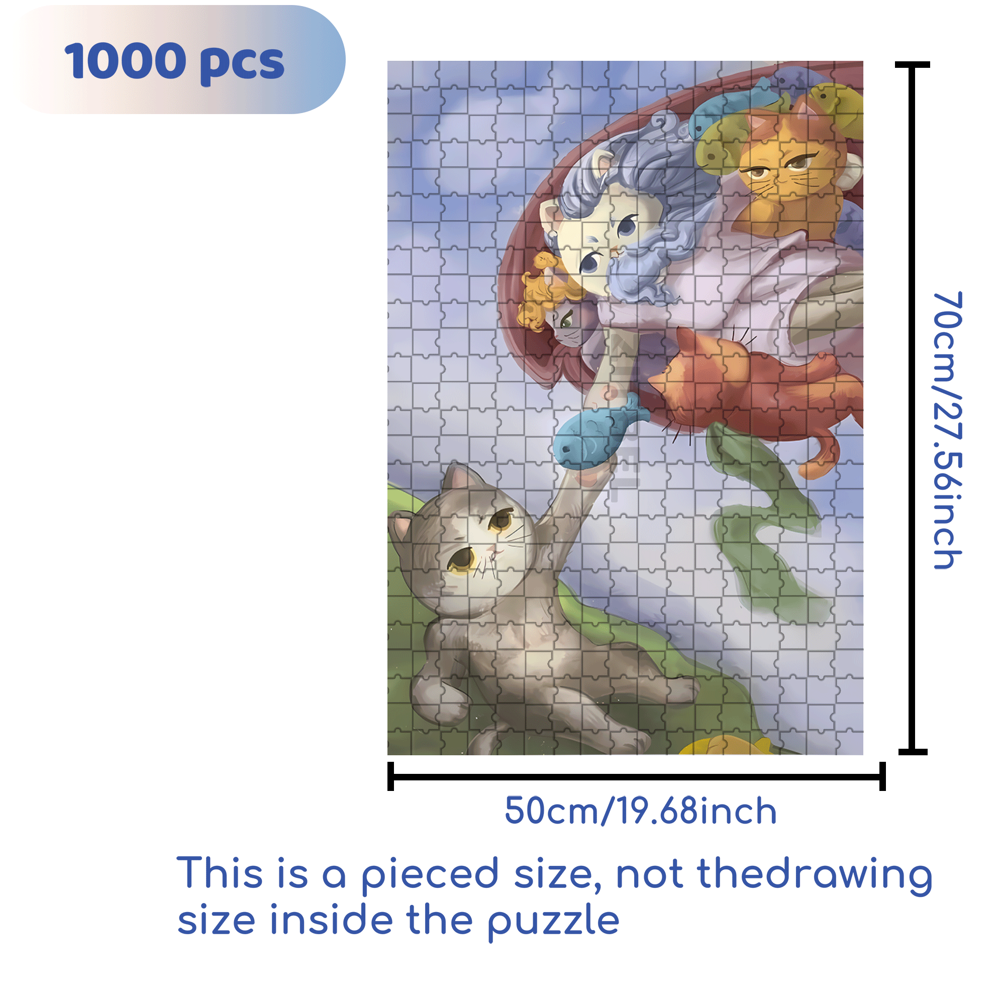 Meow ¡Á World Famous Paintings 6 500pcs/1000pcs Jigsaw Puzzle, Scratch-Resistant, Interactive Family Game & Brain-Boosting DIY Decor, Perfect for Halloween, Christmas & New Year Gifts, Family Puzzle Game