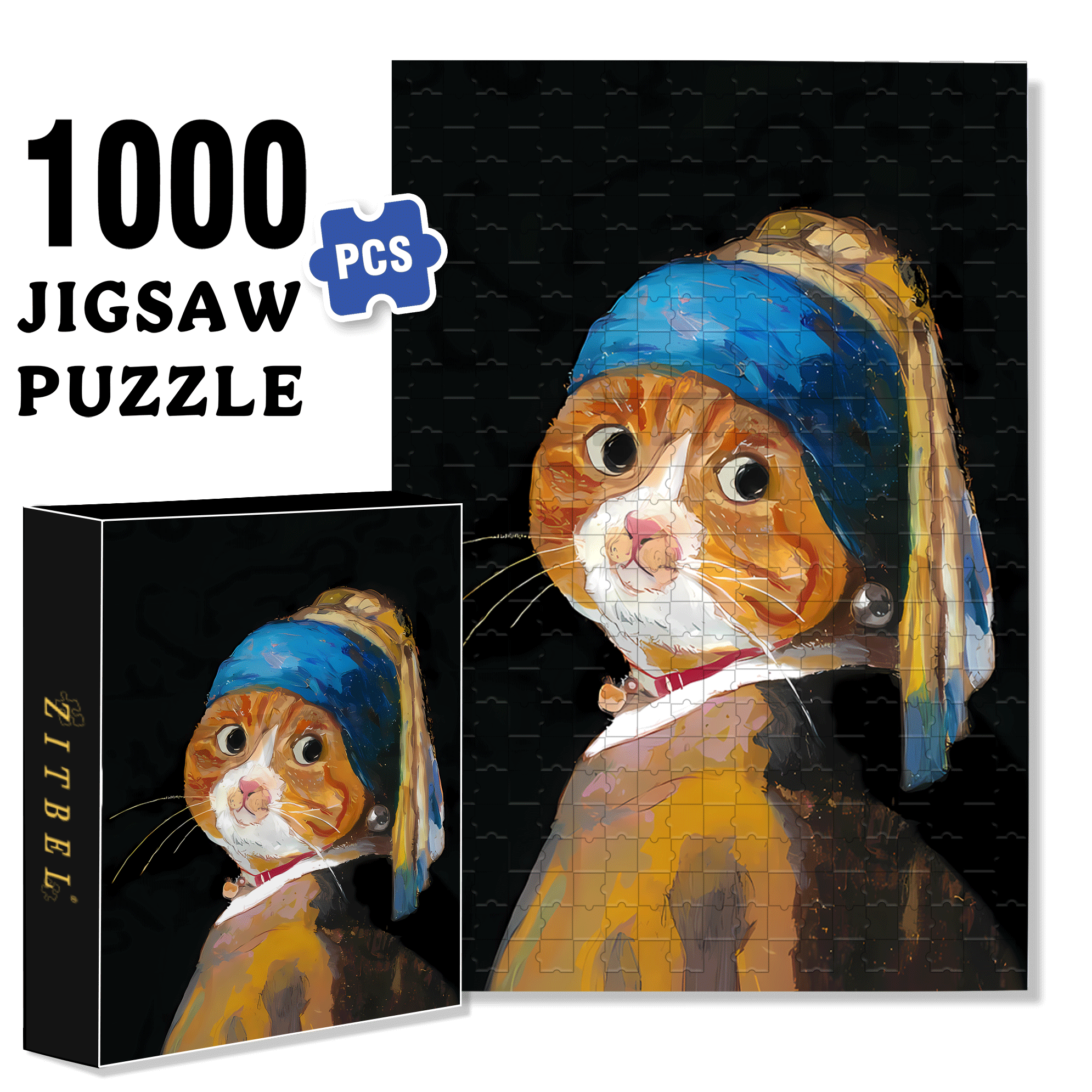 Meow ¡Á World Famous Paintings 7 500pcs/1000pcs Jigsaw Puzzle, Scratch-Resistant, Interactive Family Game & Brain-Boosting DIY Decor, Perfect for Halloween, Christmas & New Year Gifts, Family Puzzle Game