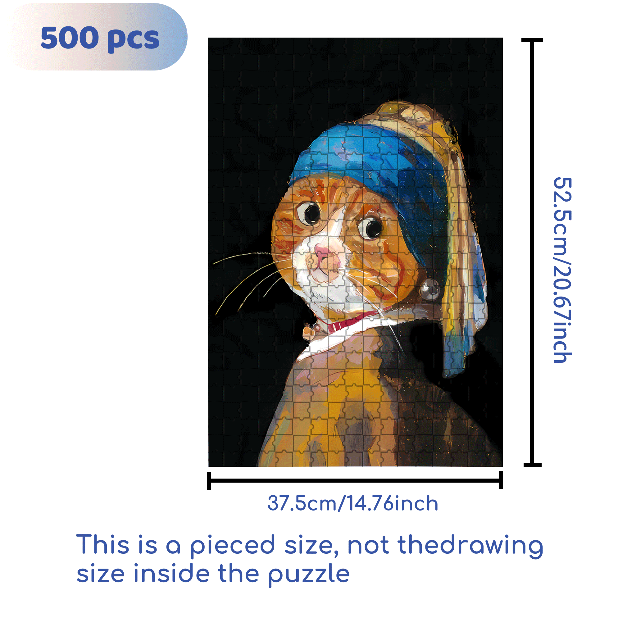 Meow ¡Á World Famous Paintings 7 500pcs/1000pcs Jigsaw Puzzle, Scratch-Resistant, Interactive Family Game & Brain-Boosting DIY Decor, Perfect for Halloween, Christmas & New Year Gifts, Family Puzzle Game