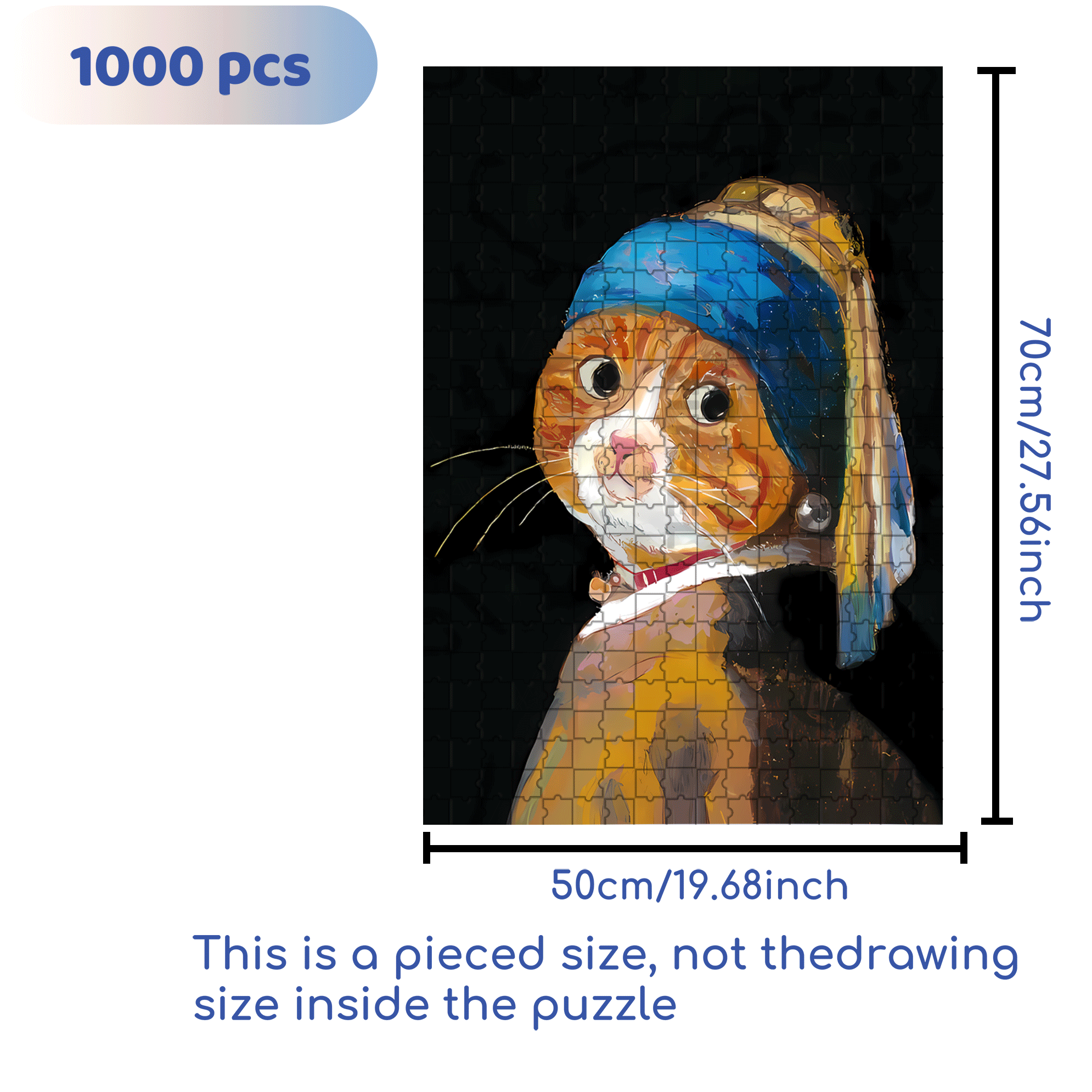 Meow ¡Á World Famous Paintings 7 500pcs/1000pcs Jigsaw Puzzle, Scratch-Resistant, Interactive Family Game & Brain-Boosting DIY Decor, Perfect for Halloween, Christmas & New Year Gifts, Family Puzzle Game