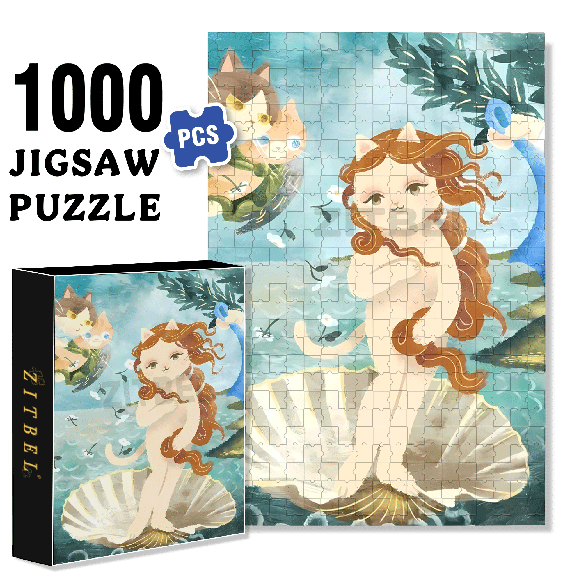 Meow ¡Á World Famous Paintings 500pcs/1000pcs Jigsaw Puzzle, Scratch-Resistant, Interactive Family Game & Brain-Boosting DIY Decor, Perfect for Halloween, Christmas & New Year Gifts, Family Puzzle Game