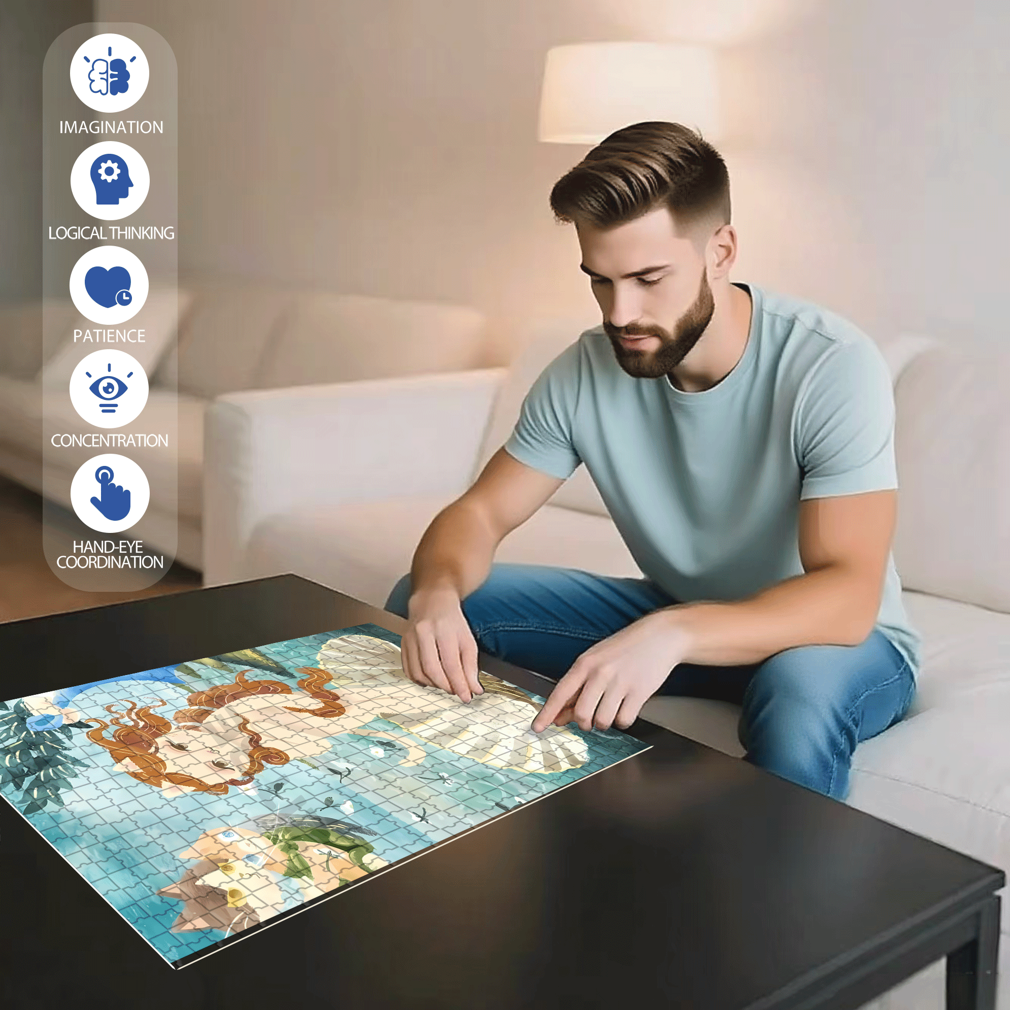 Meow ¡Á World Famous Paintings 500pcs/1000pcs Jigsaw Puzzle, Scratch-Resistant, Interactive Family Game & Brain-Boosting DIY Decor, Perfect for Halloween, Christmas & New Year Gifts, Family Puzzle Game
